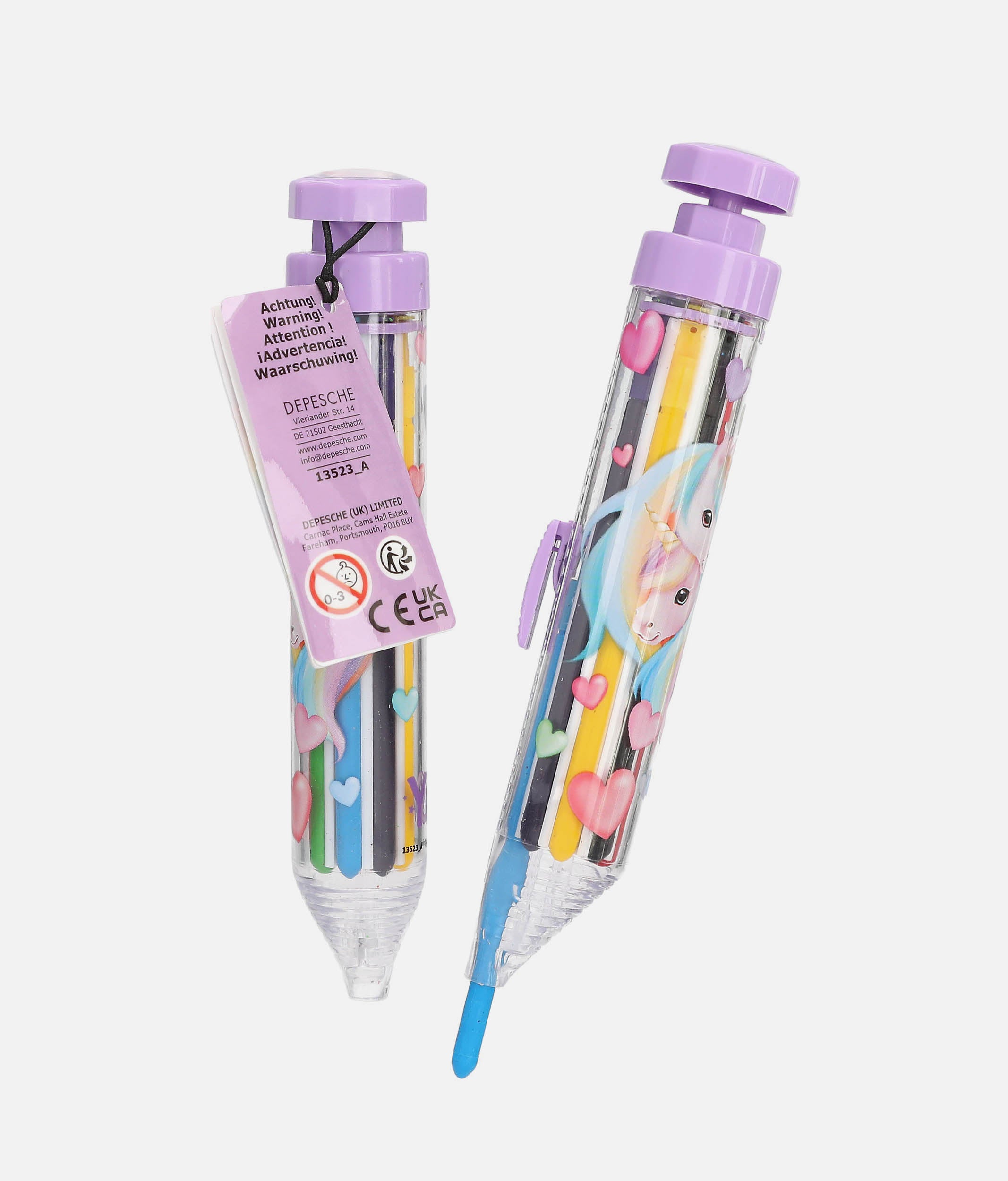 Ylvi Unicorn Twist Crayon, 8-Colour Twist-Up Wax Pen for Kids - 0013523