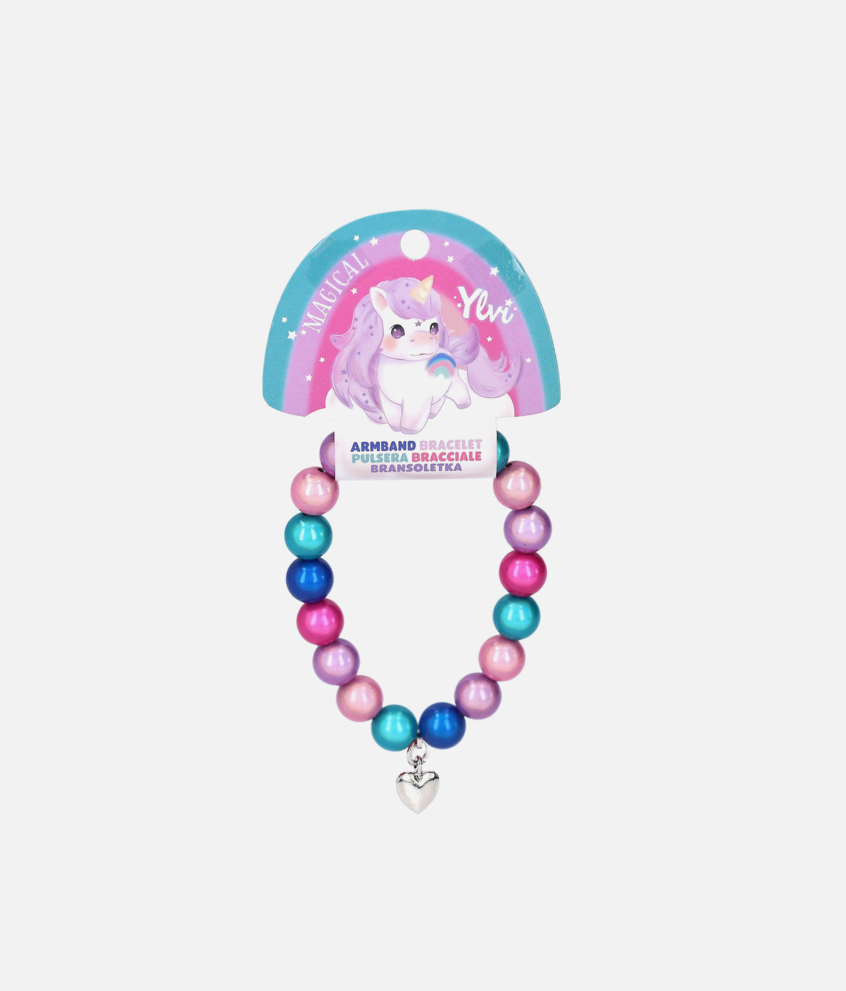 Ylvi Luminized Beaded Bracelet with Heart Charm - 0013557