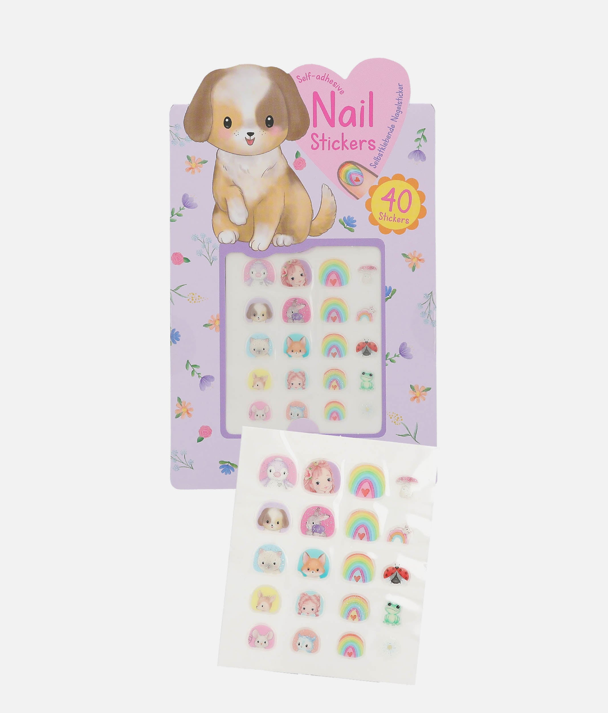 Princess Mimi Nail Stickers for Girls, 40 Cute Designs with Glitter & Gold - 0013567