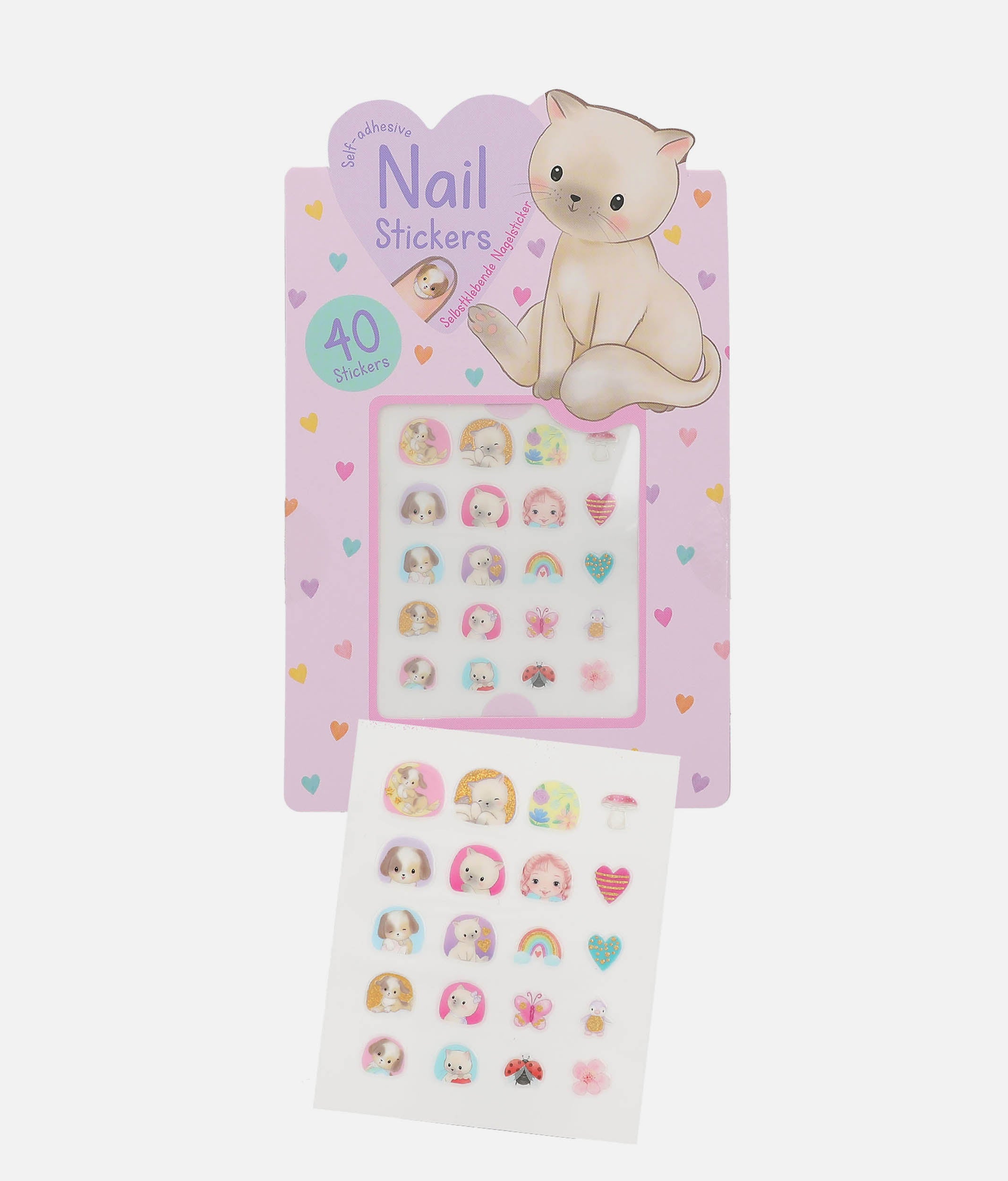 Princess Mimi Nail Stickers for Girls, 40 Cute Designs with Glitter & Gold - 0013567