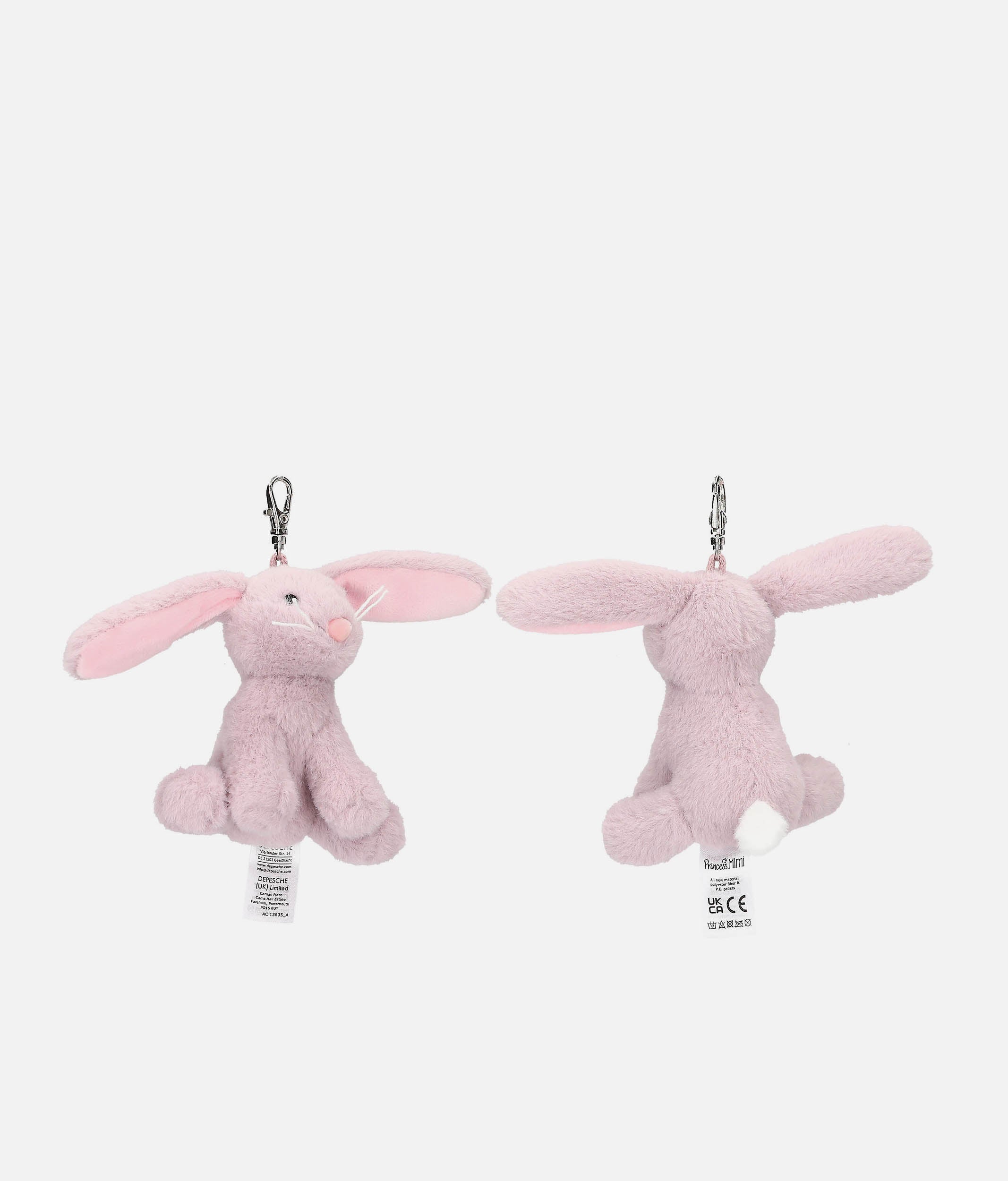 Princess Mimi Plush Bunny Pendant, Cute Pastel Bag Charm - 0013635