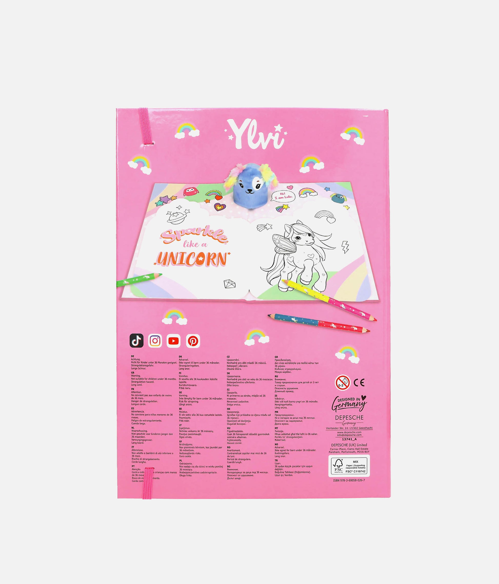Ylvi Unicorn Fun Colouring Book with Plush Pop-Up - 0013741