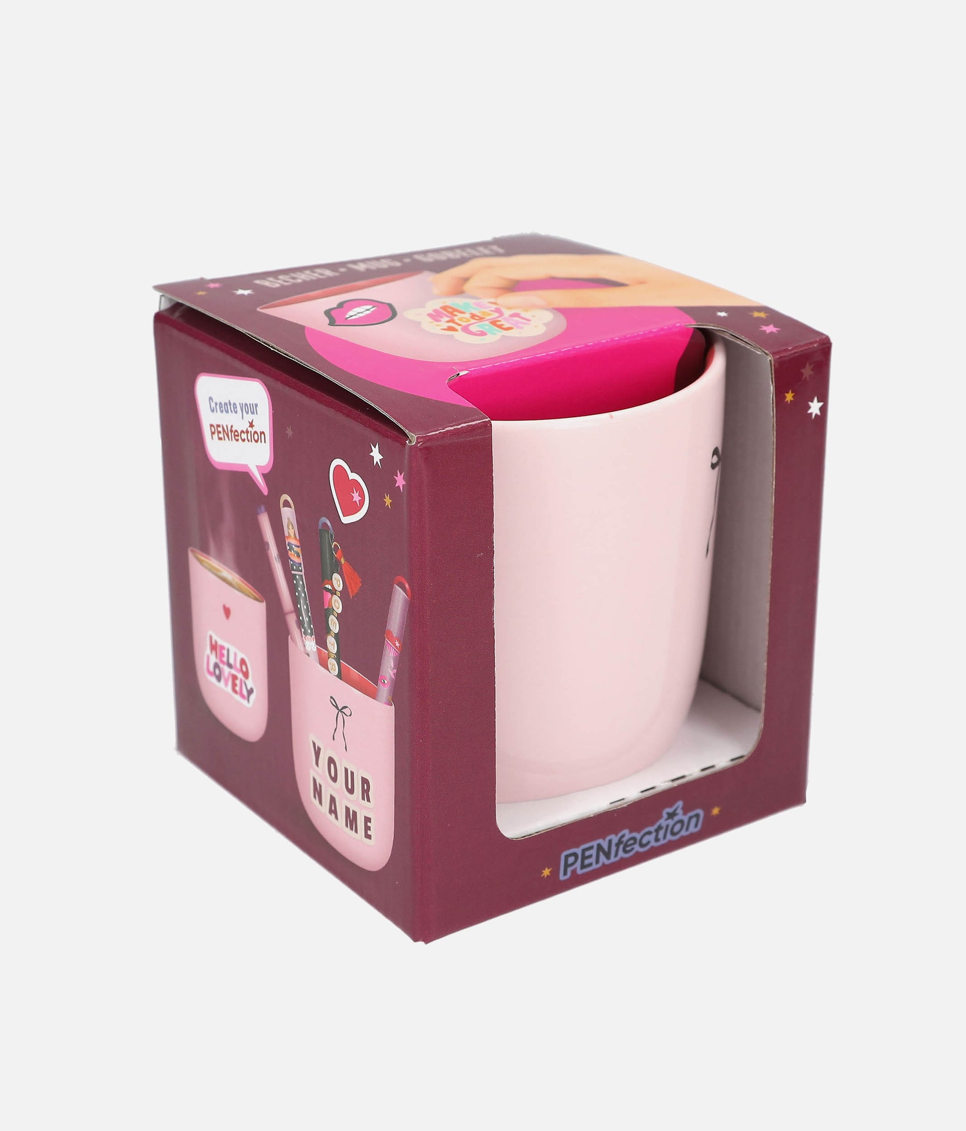 PENfection Pink Mug, Handle-Free Porcelain Cup & Pen Holder - 0013893