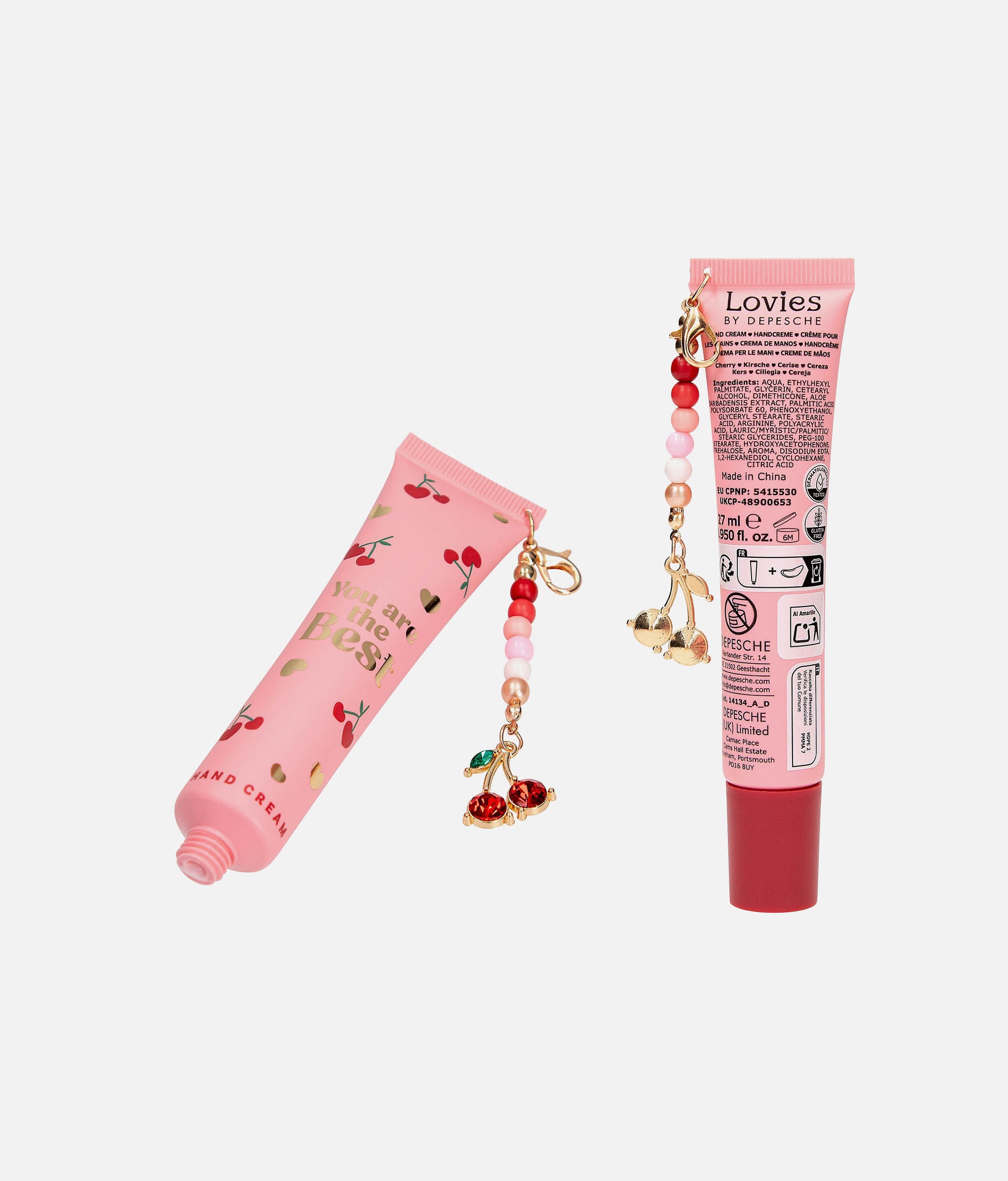 LOVIES Cherry Scented Hand Cream with Charm Pendant Gift for Teens - 0014134