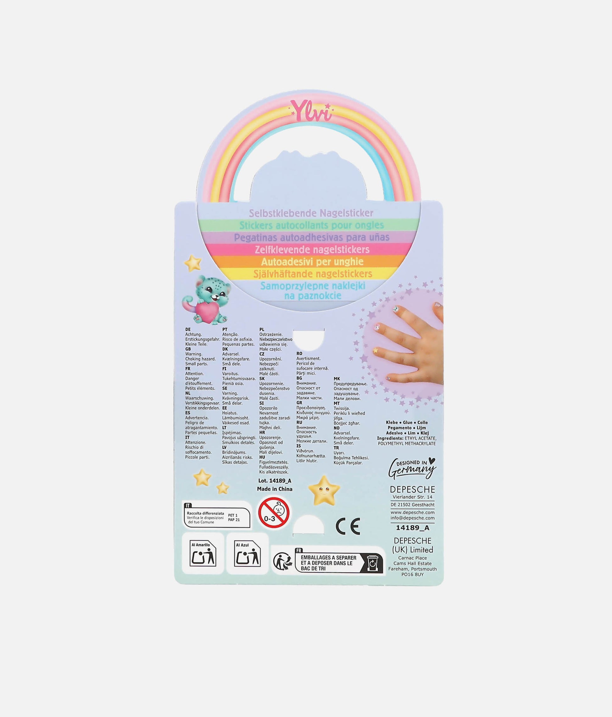 Ylvi Kids Nail Stickers with Unicorns & Rainbows - 0014189