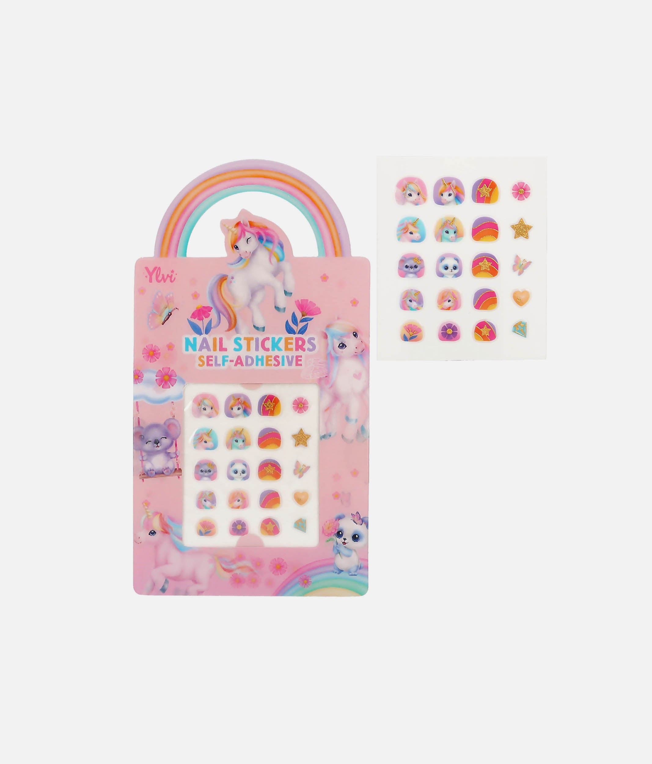 Ylvi Kids Nail Stickers with Unicorns & Rainbows - 0014189