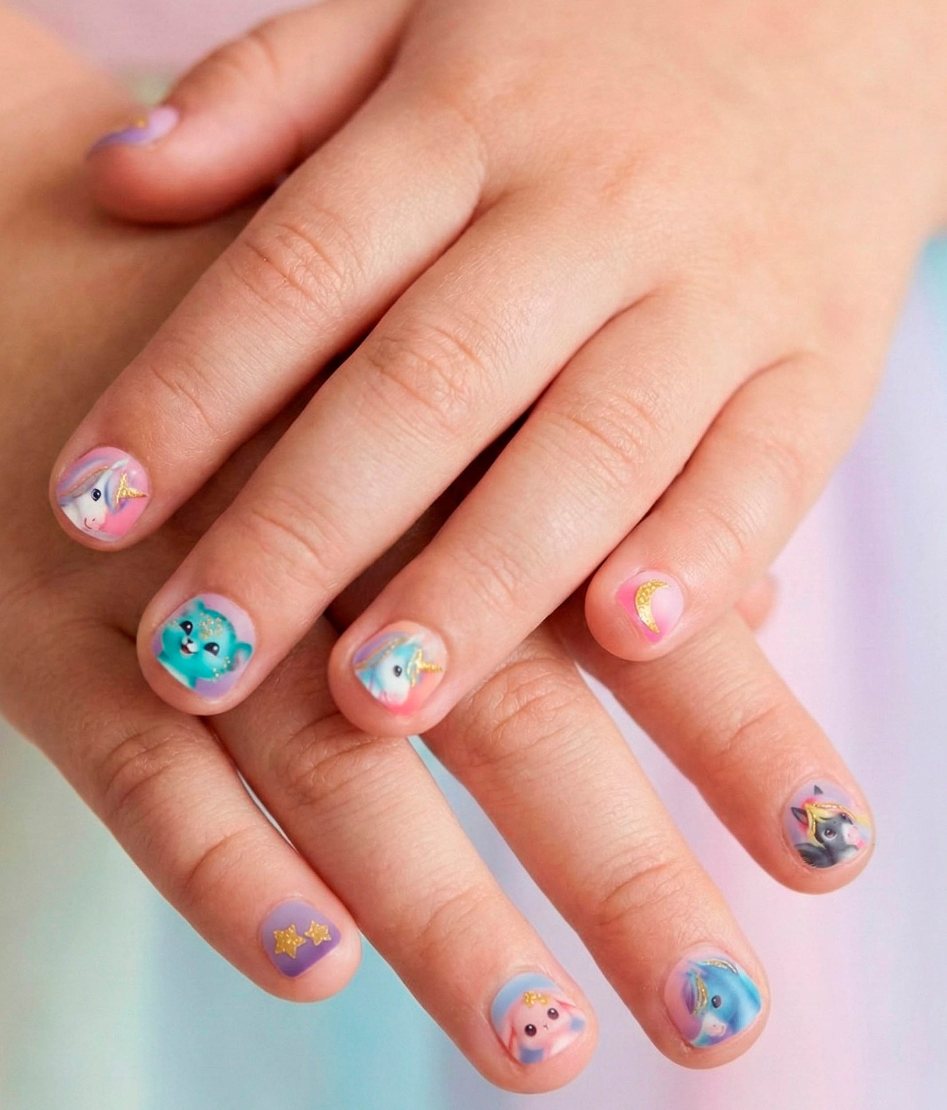 Ylvi Kids Nail Stickers with Unicorns & Rainbows - 0014189