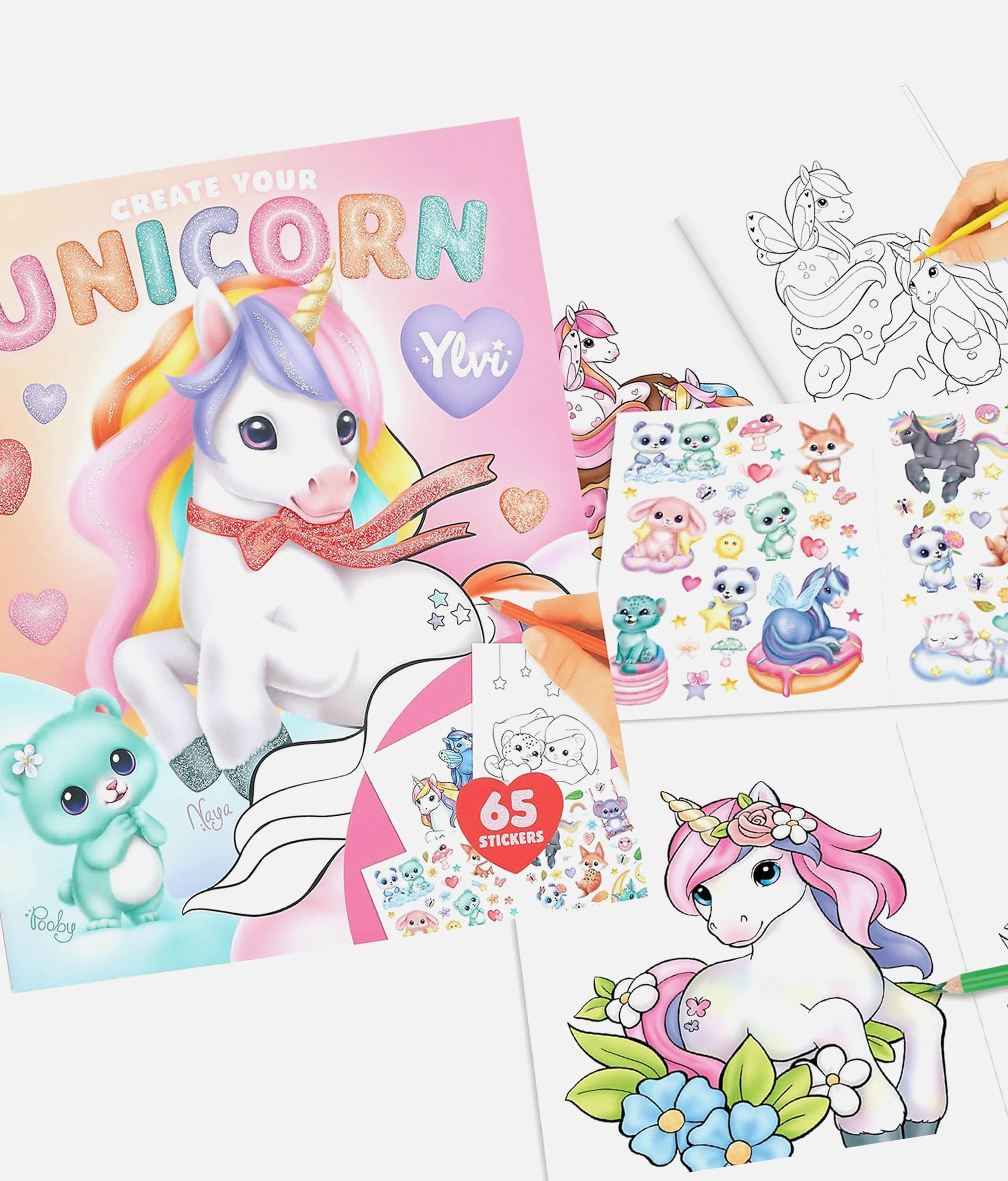 Ylvi Create Your Unicorn Colouring Book with 65 Stickers - 0014209