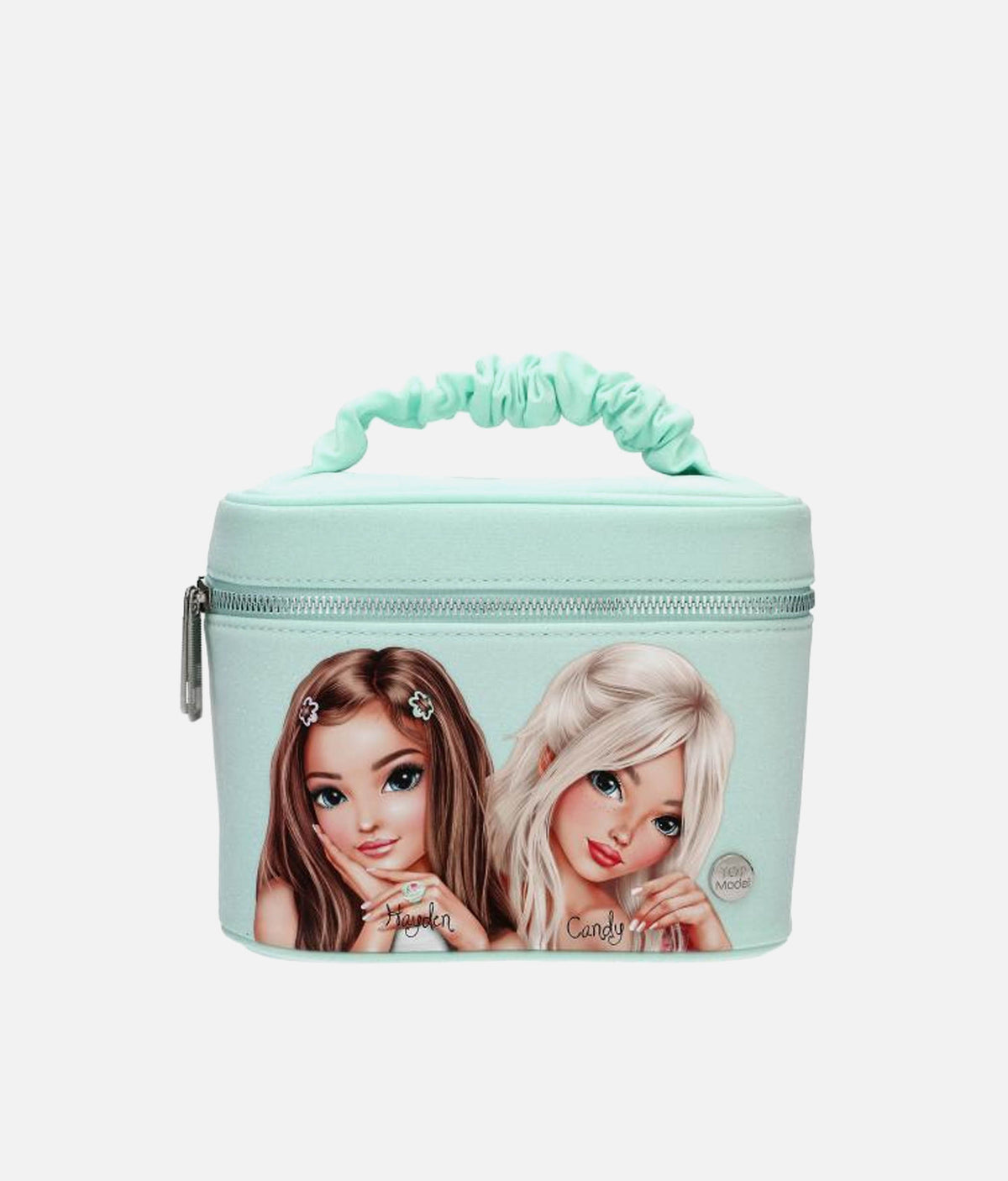 TOPModel GLOW TO GO Cosmetic Case – Glittery Green Make-Up Bag with Mirror
