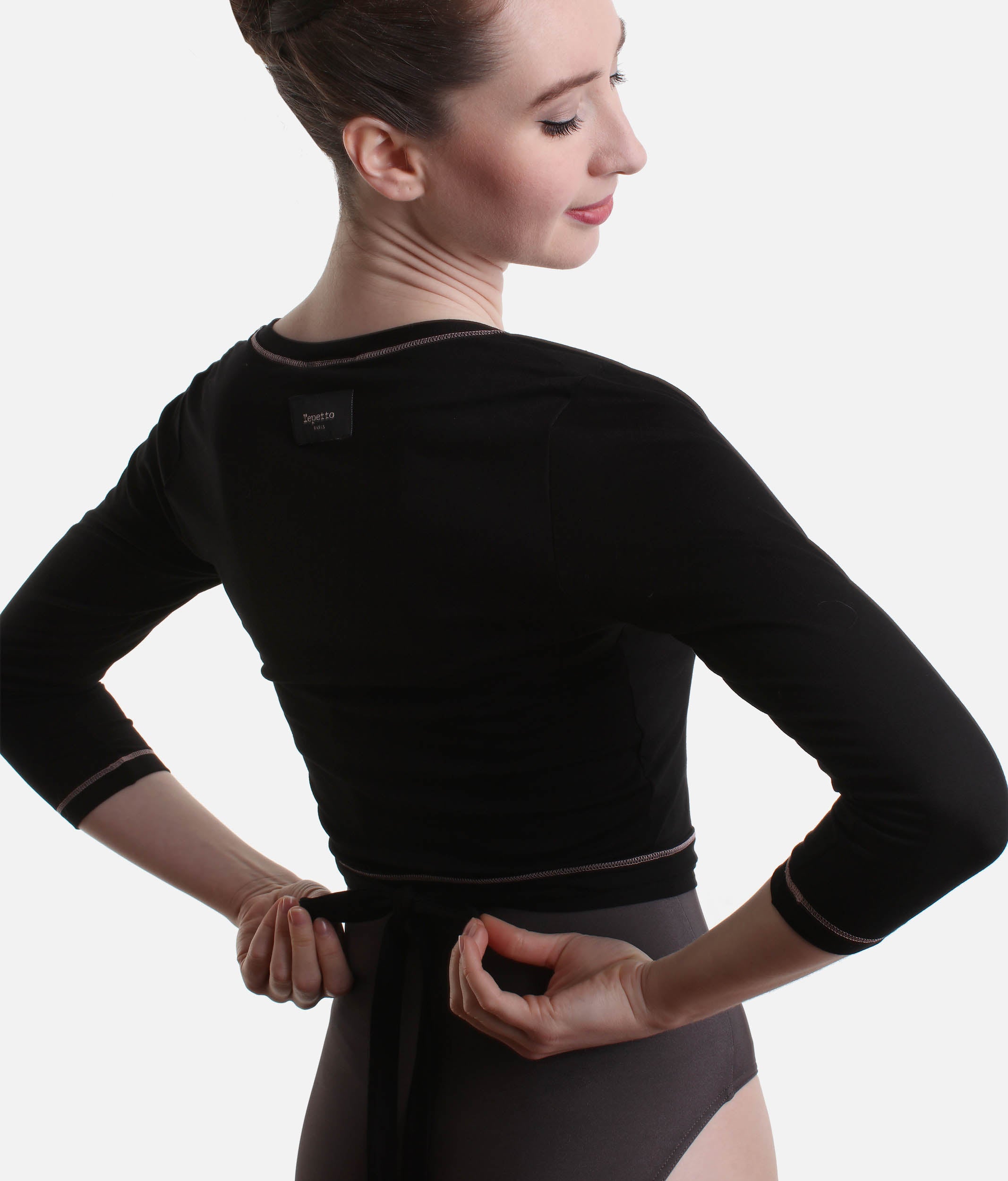 Wrap-Over Ballet Cardigan,  Elegant V-Neck & Tie Waist - S0555