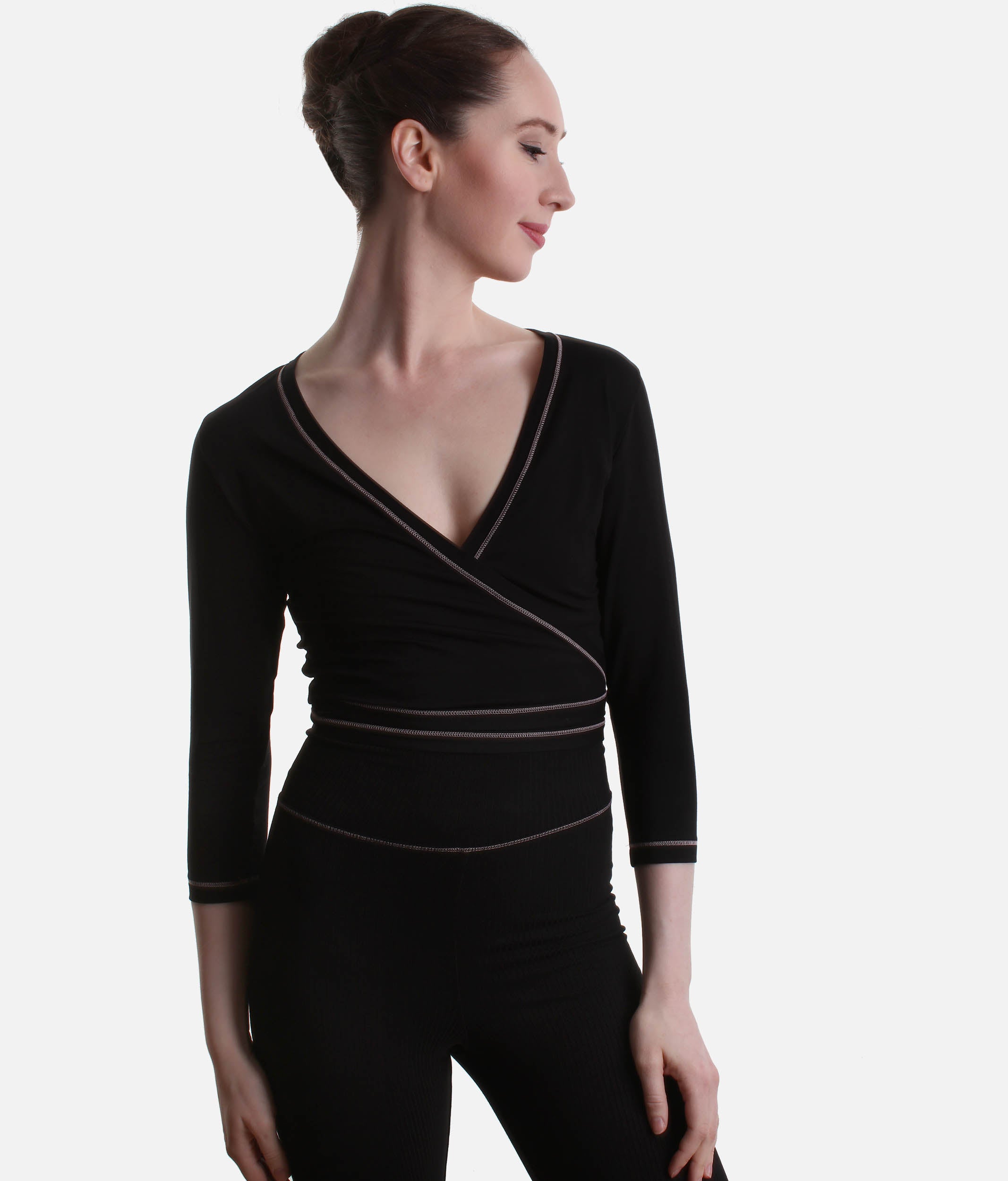 Wrap-Over Ballet Cardigan,  Elegant V-Neck & Tie Waist - S0555