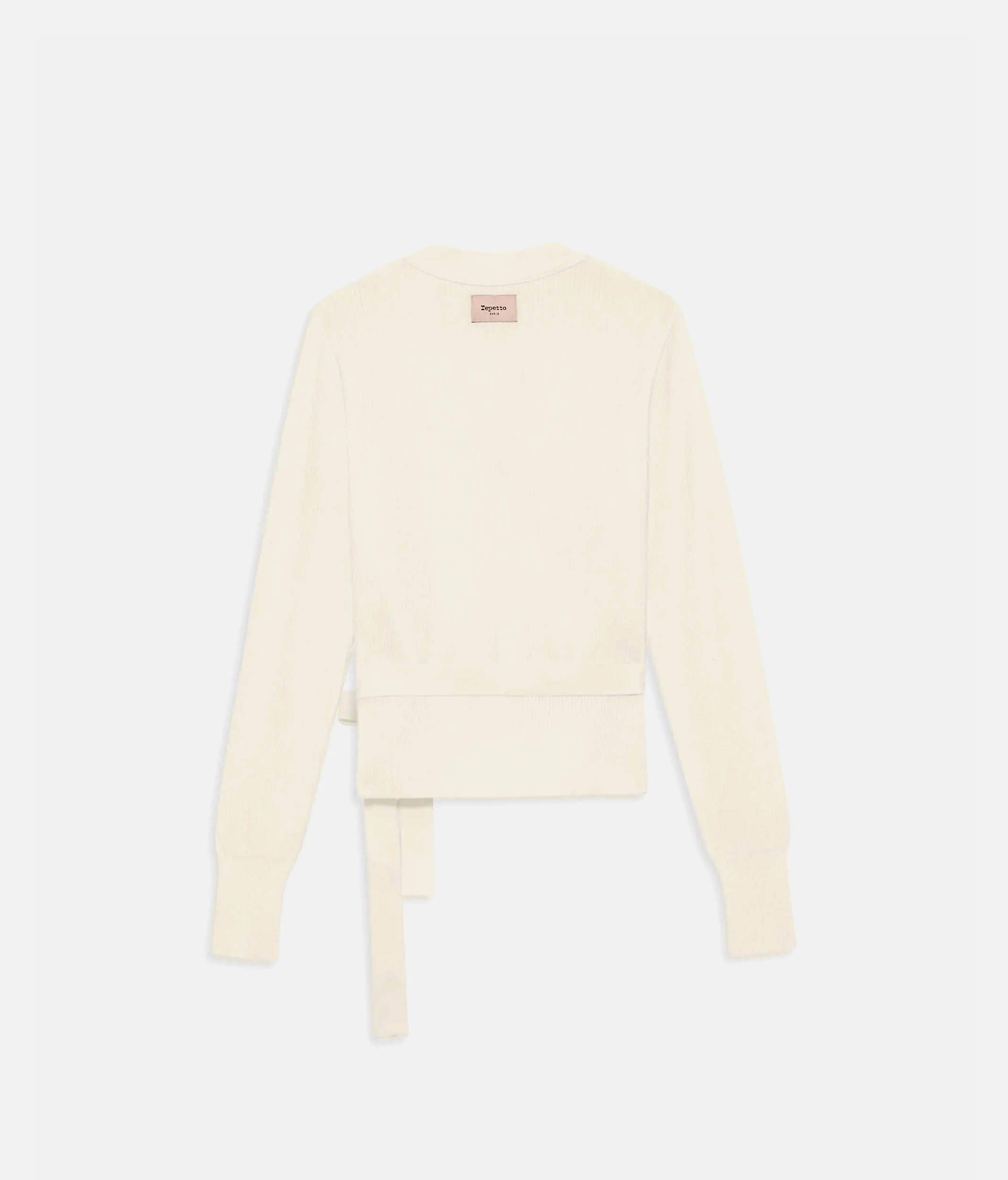 Elegant Rib Knit Ballet Wrap with Balloon Sleeves - S0757