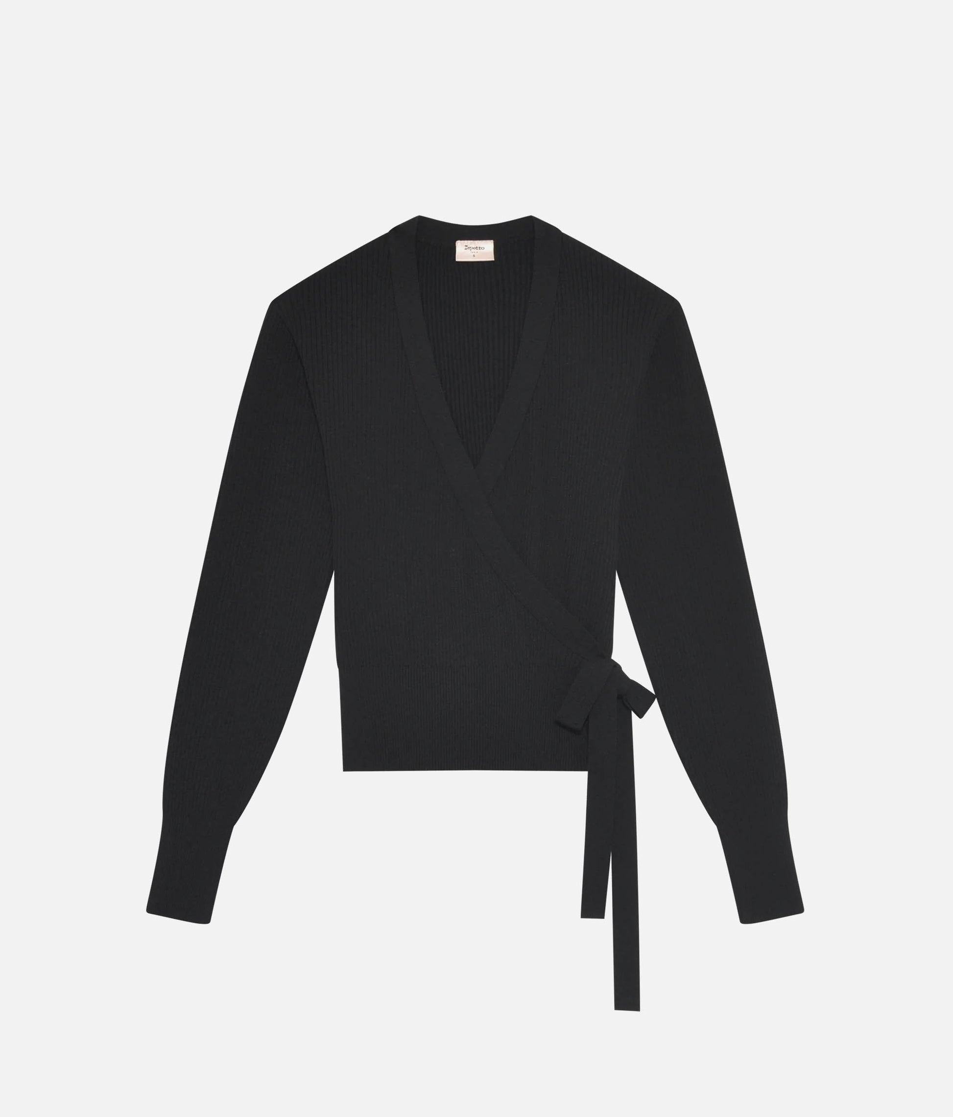 Elegant Rib Knit Ballet Wrap with Balloon Sleeves - S0757