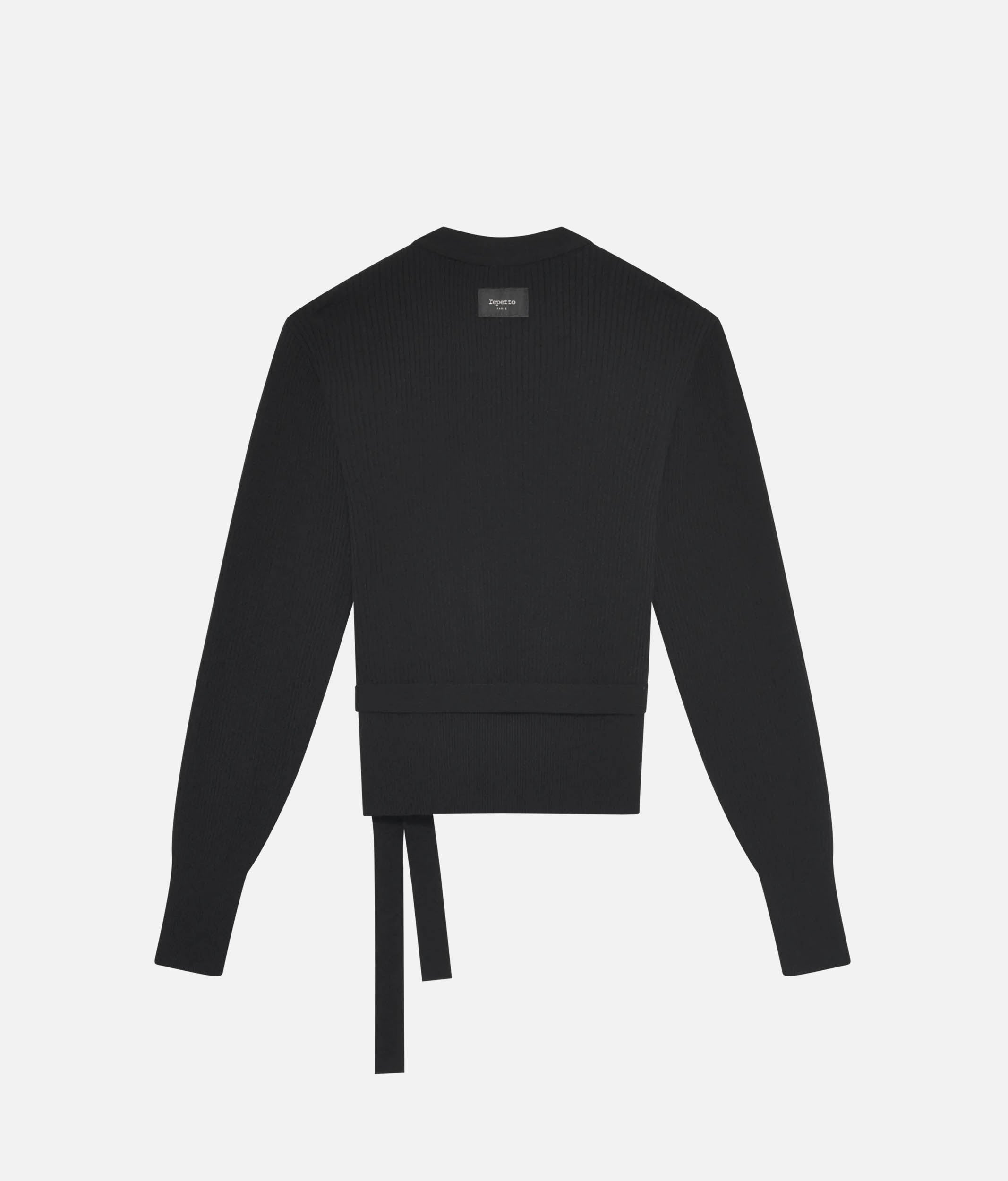 Elegant Rib Knit Ballet Wrap with Balloon Sleeves - S0757