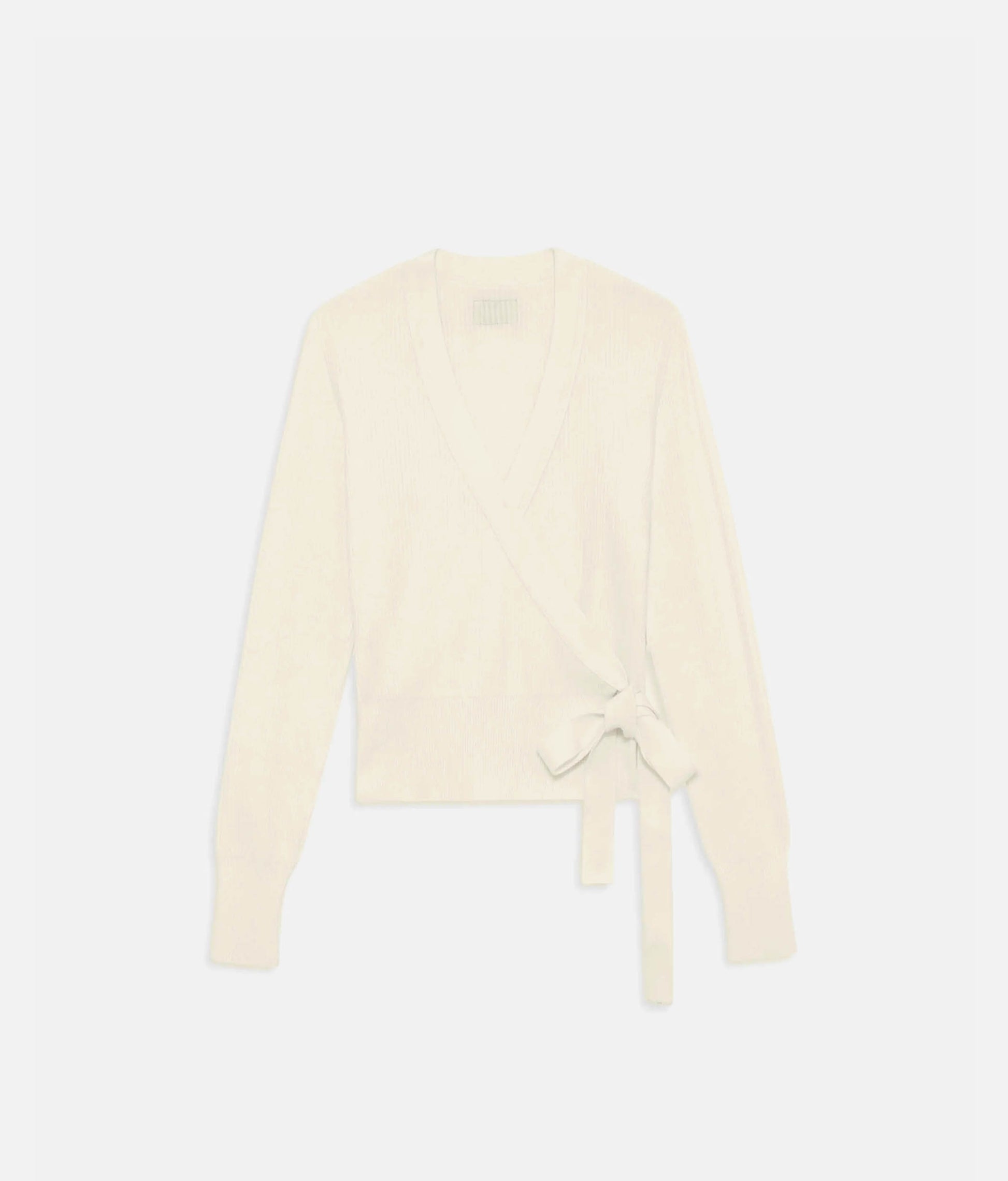 Elegant Rib Knit Ballet Wrap with Balloon Sleeves - S0757