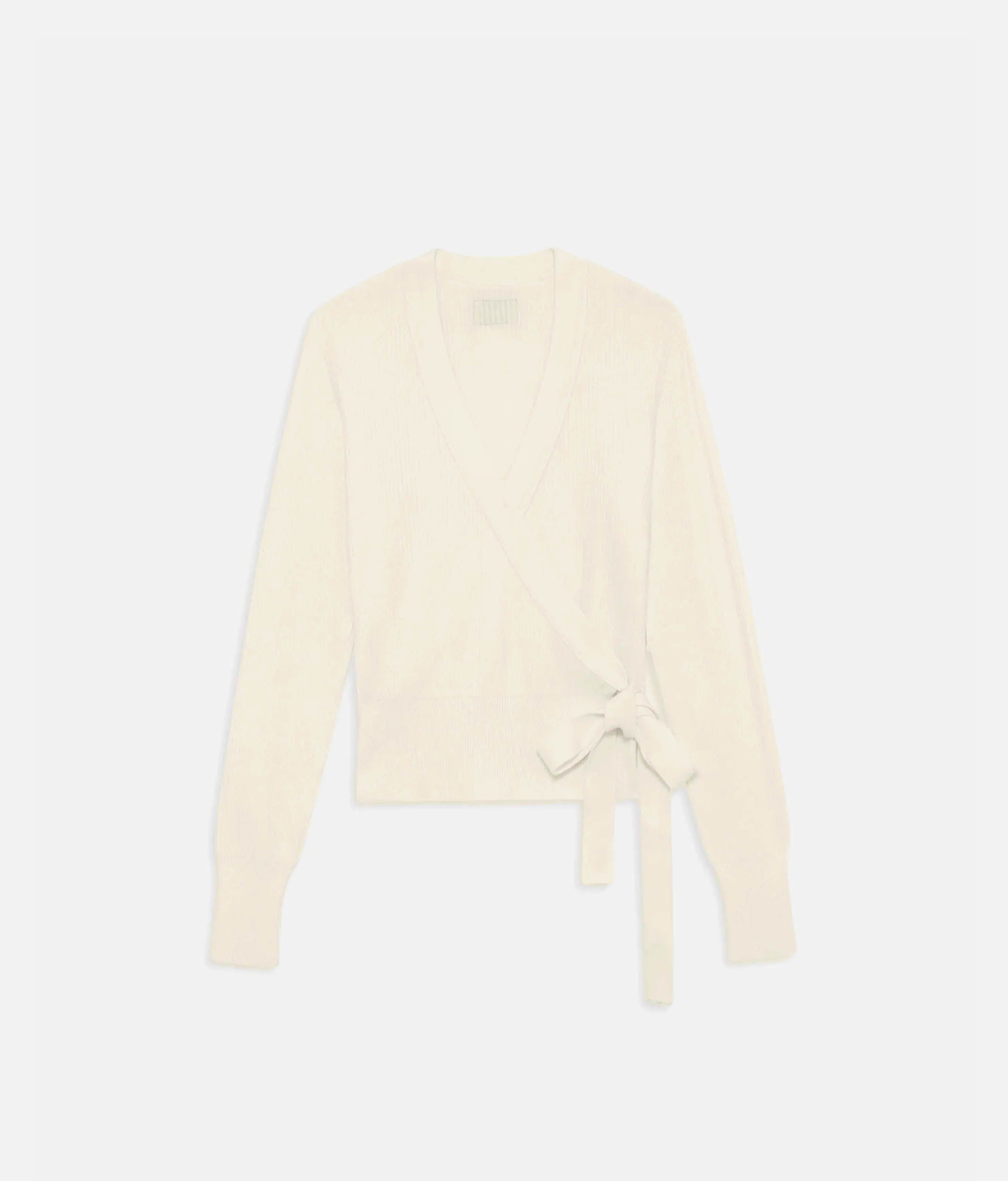 Elegant Rib Knit Ballet Wrap with Balloon Sleeves - S0757