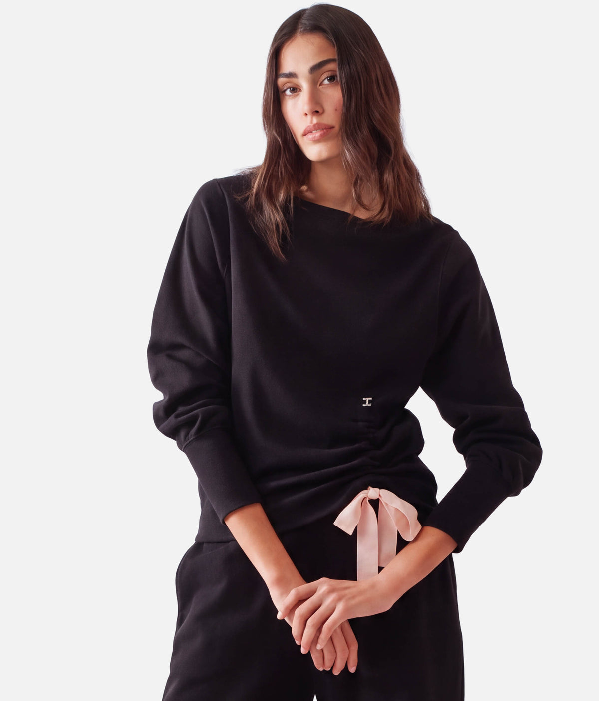 Repetto Side Bow Sweatshirt S0797 – Black Ballet Warm-Up Top