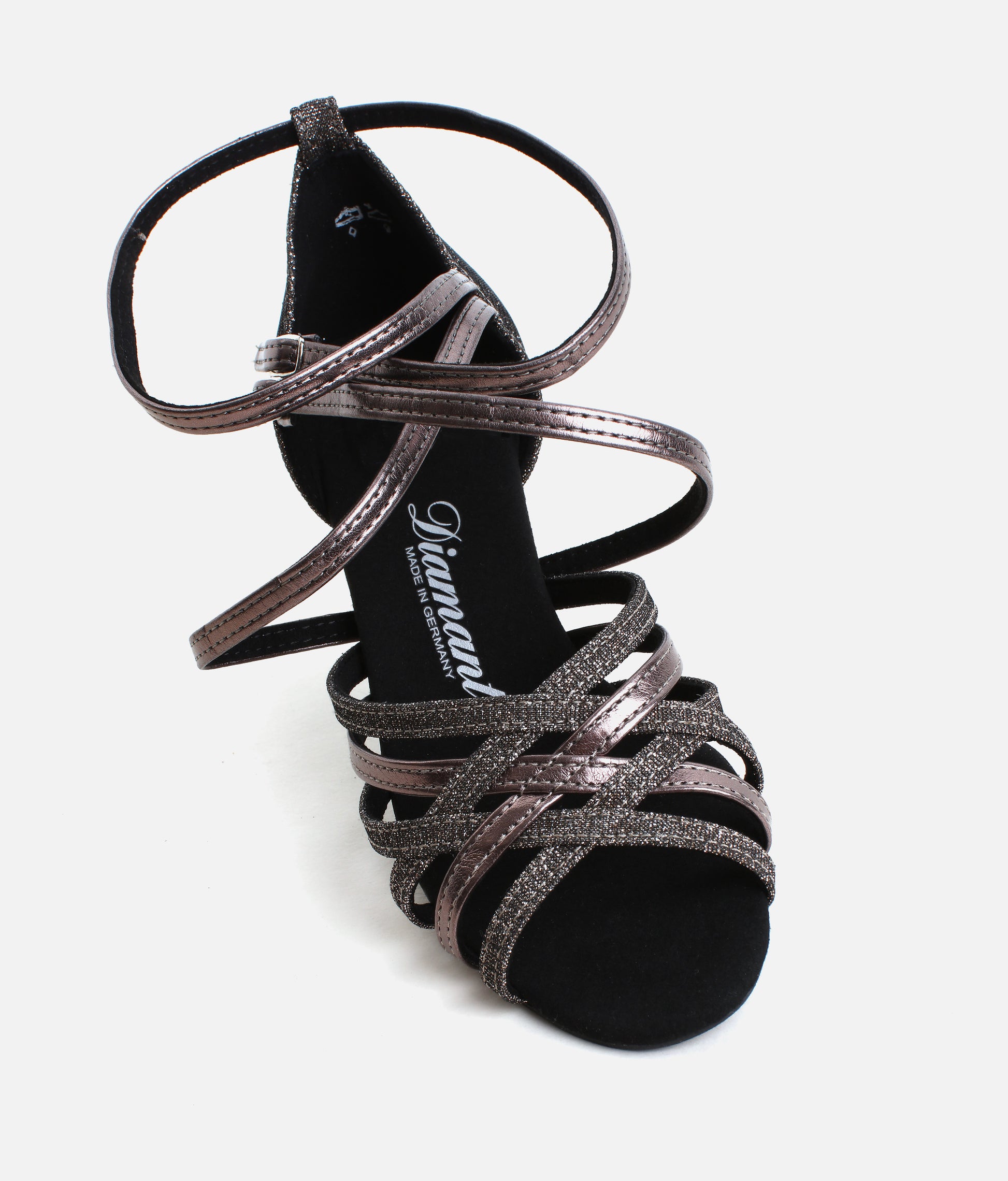 Latin Dance Shoes with Flare Heel, Glitter Finish, VarioSpin Sole - 108