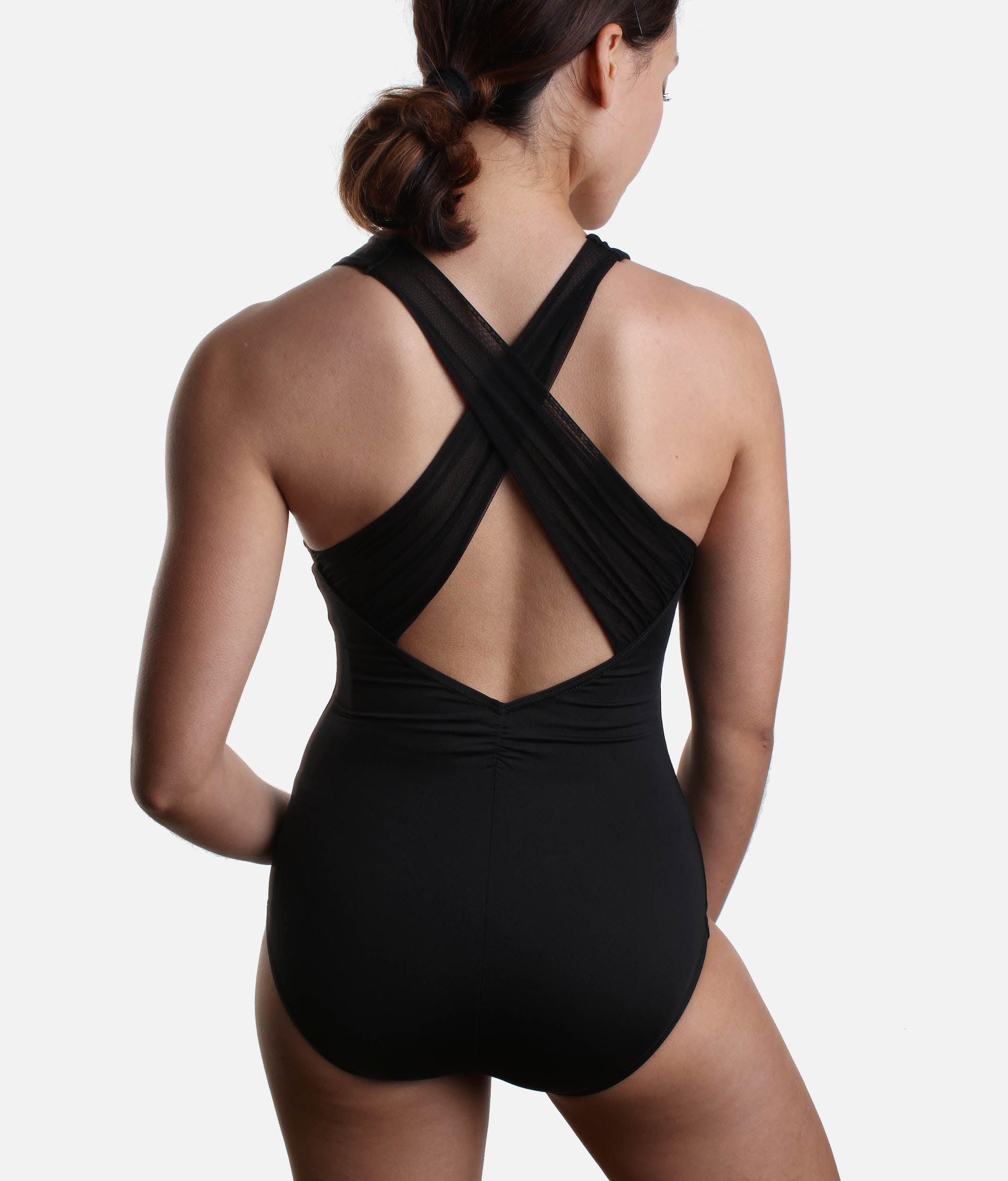 Chamomile Dance Leotard with V-Neck and Mesh Accents - 12086W