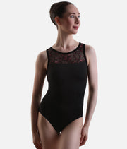 Allure Mesh Back Leotard with Floral Detail & Luxury Velvet Trim - 12401W