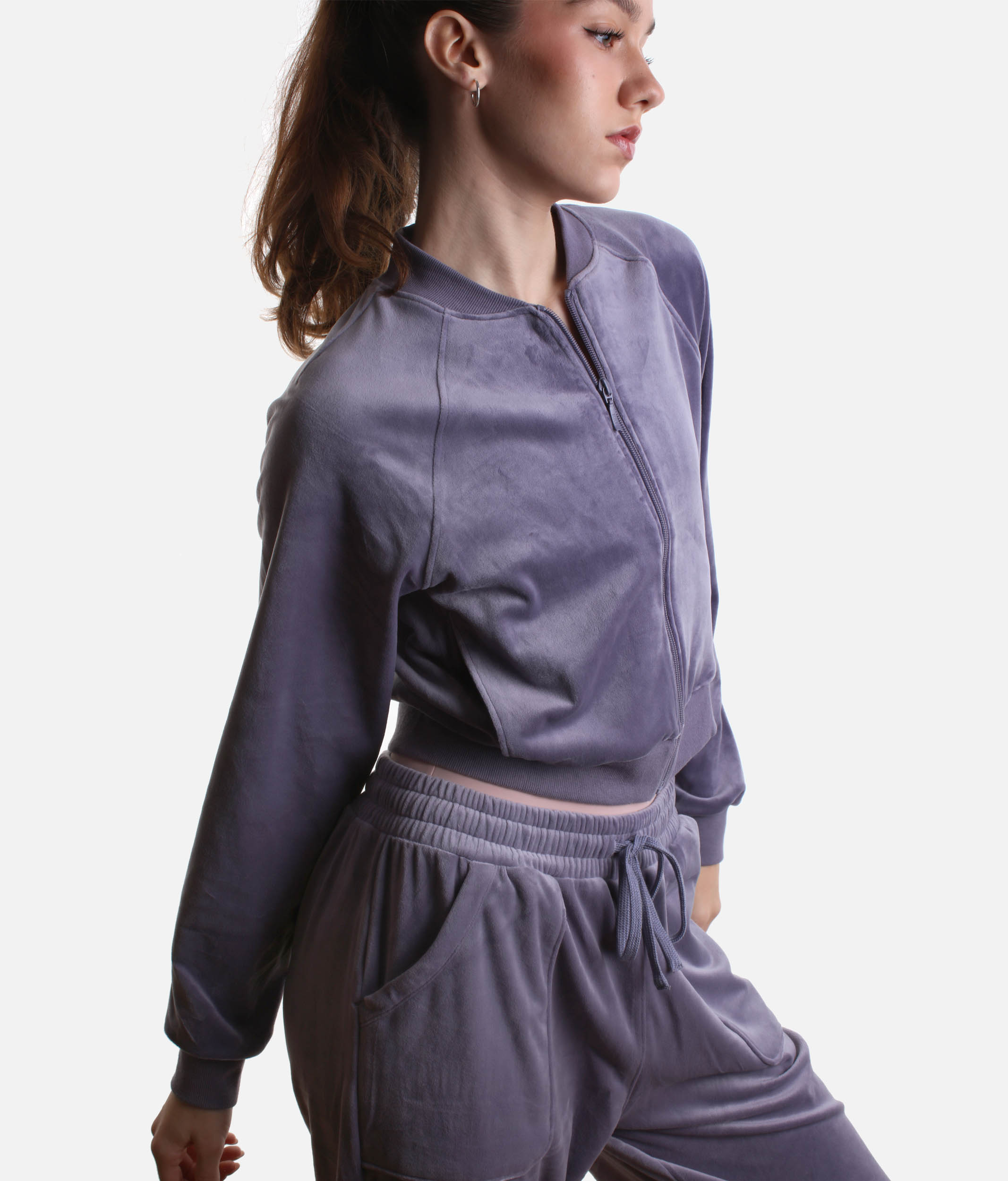 Amanda Velvet Bomber Jacket, Luxurious Dance Warm-Up Layer - J13001