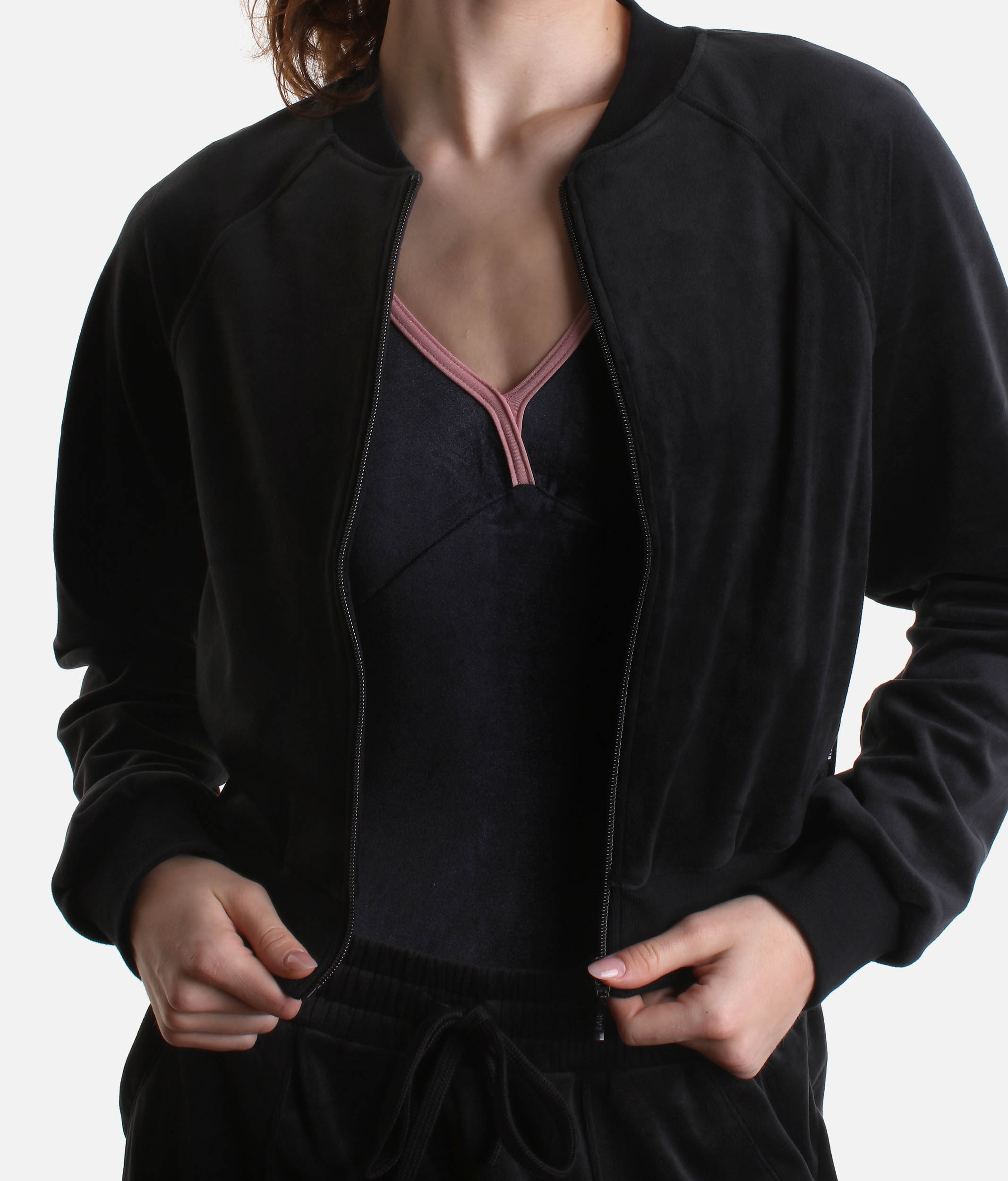 Amanda Velvet Bomber Jacket, Luxurious Dance Warm-Up Layer - J13001