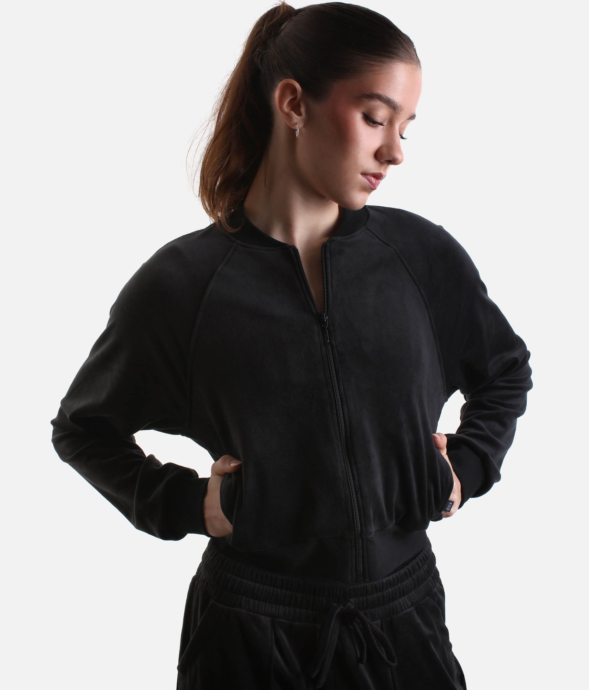 Amanda Velvet Bomber Jacket, Luxurious Dance Warm-Up Layer - J13001