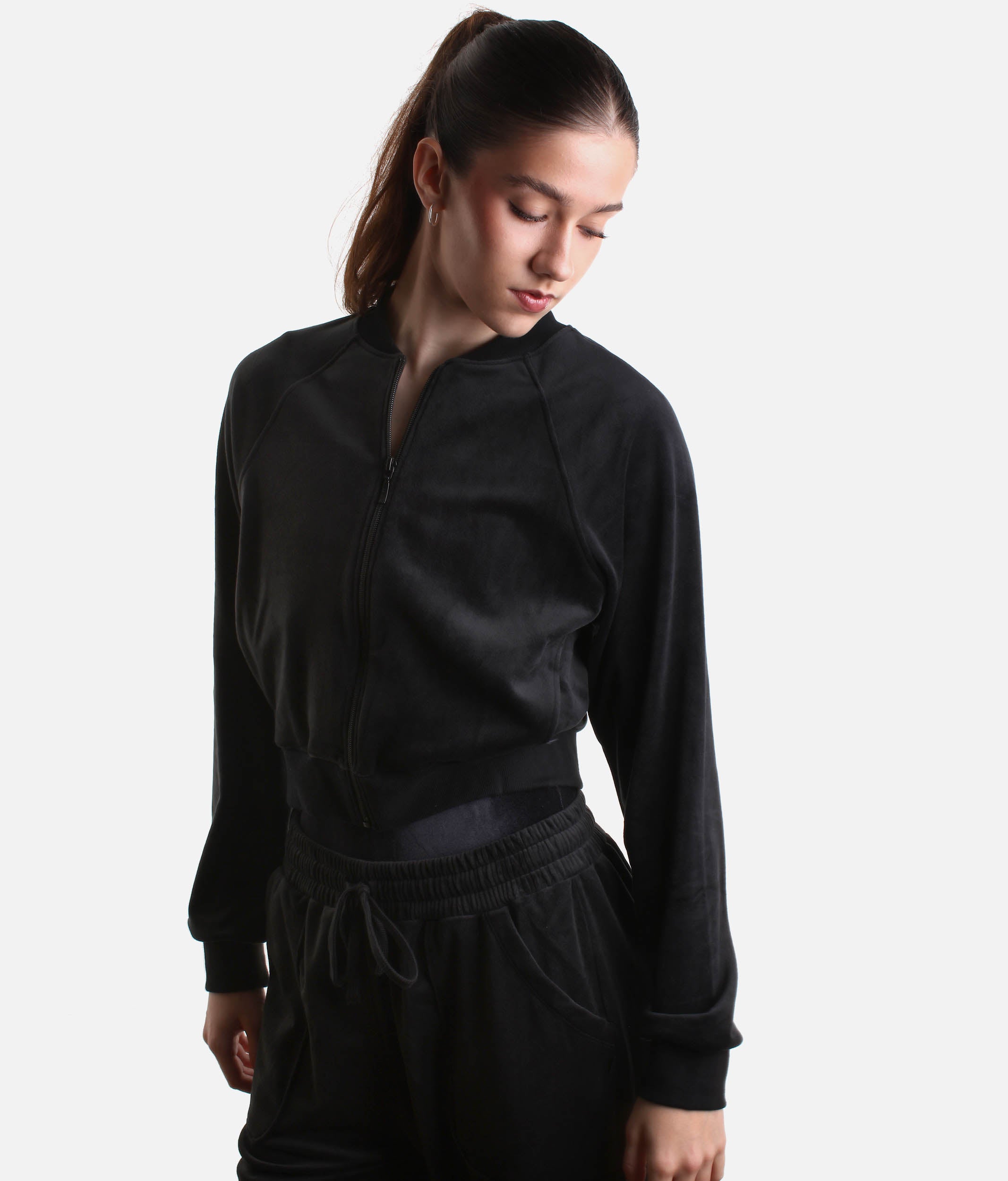 Amanda Velvet Bomber Jacket, Luxurious Dance Warm-Up Layer - J13001