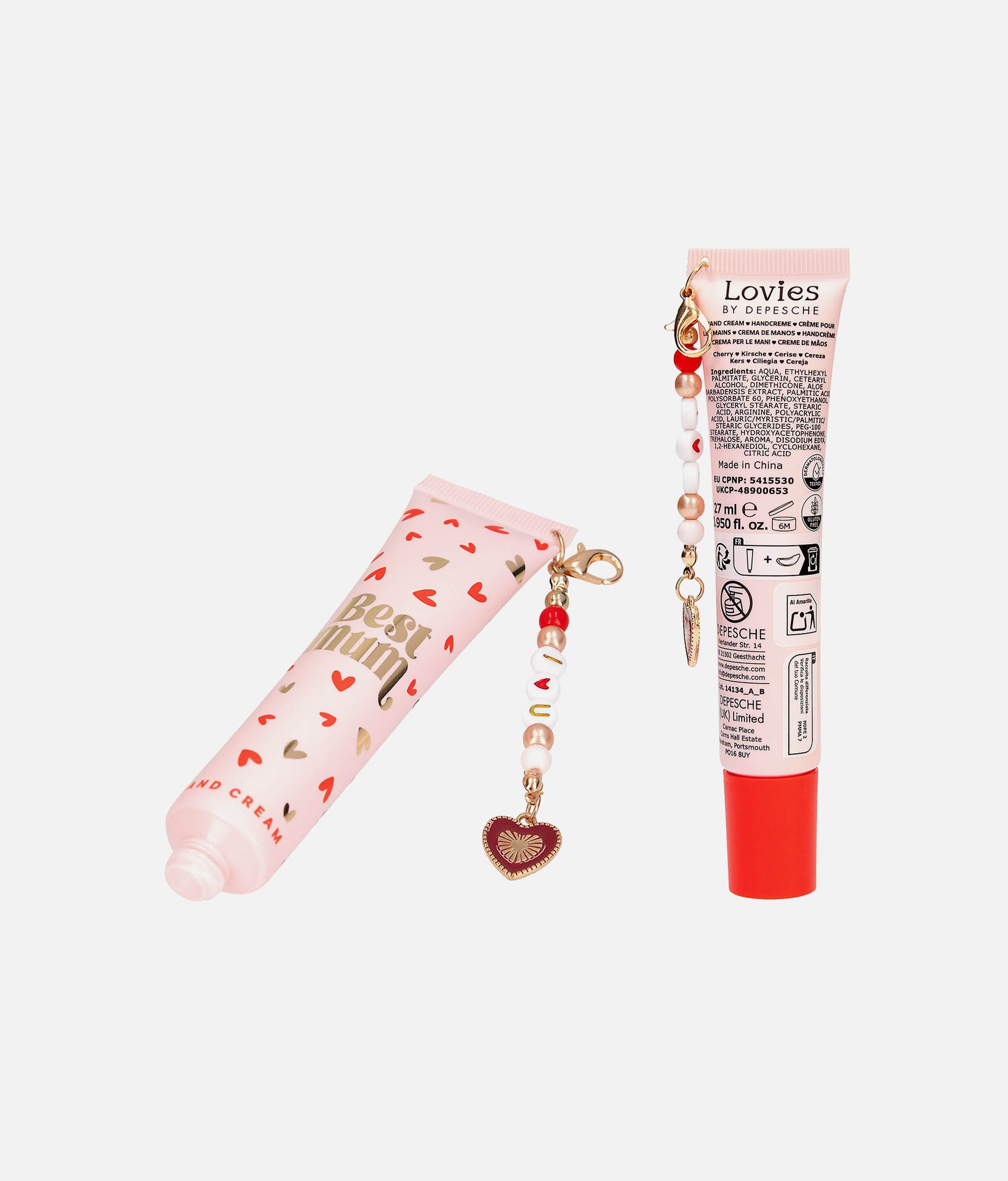 LOVIES Cherry Scented Hand Cream with Charm Pendant Gift for Teens - 0014134