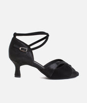 Flared Heel Dance Sandals, Luxurious Black Python Design - 084X