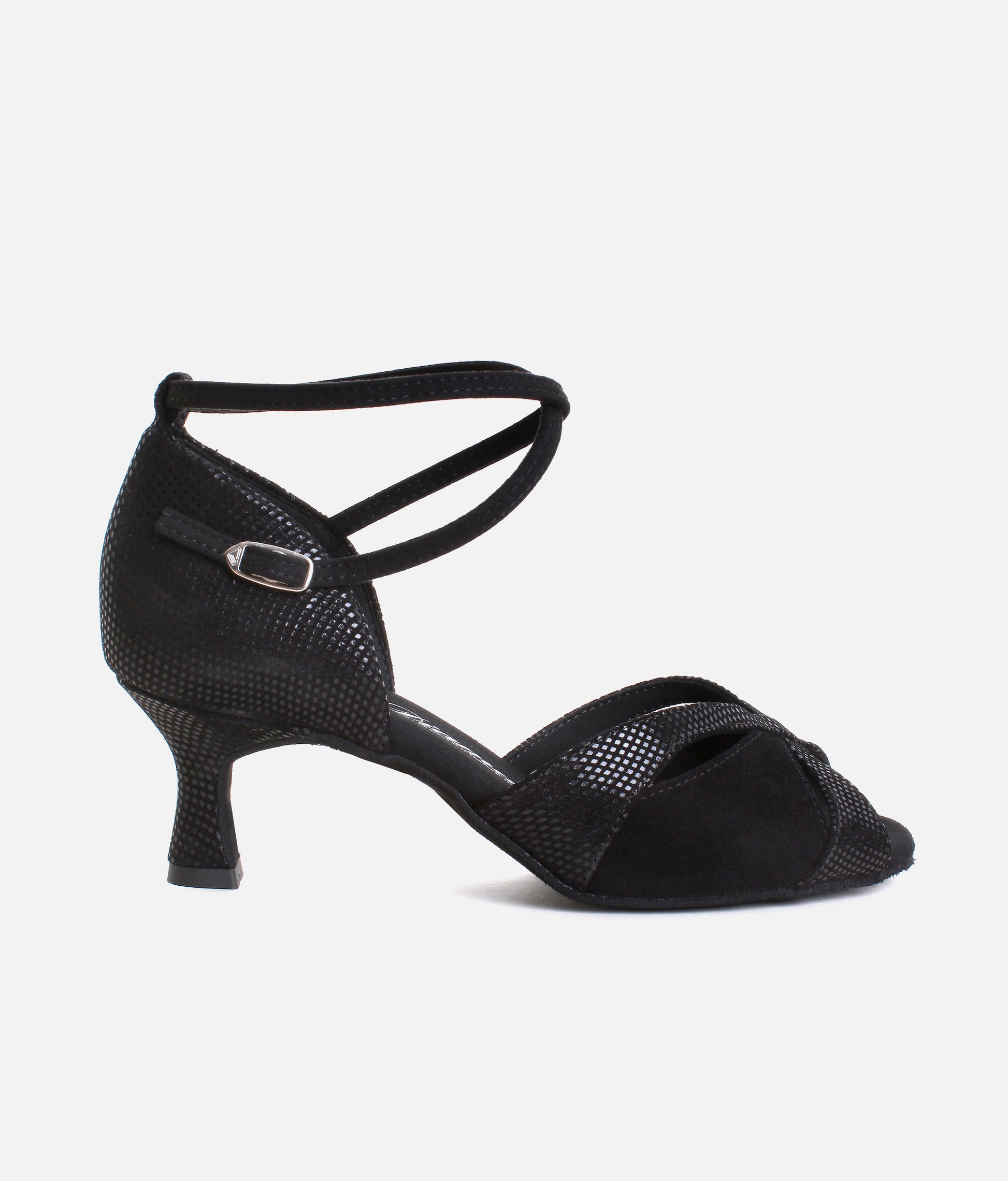 Flared Heel Dance Sandals, Luxurious Black Python Design - 084X