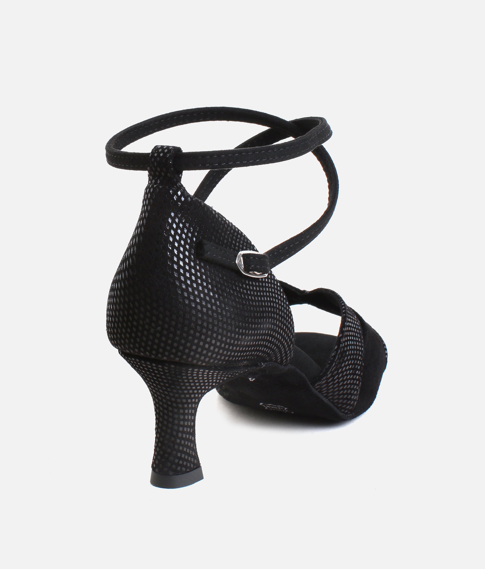 Flared Heel Dance Sandals, Luxurious Black Python Design - 084X