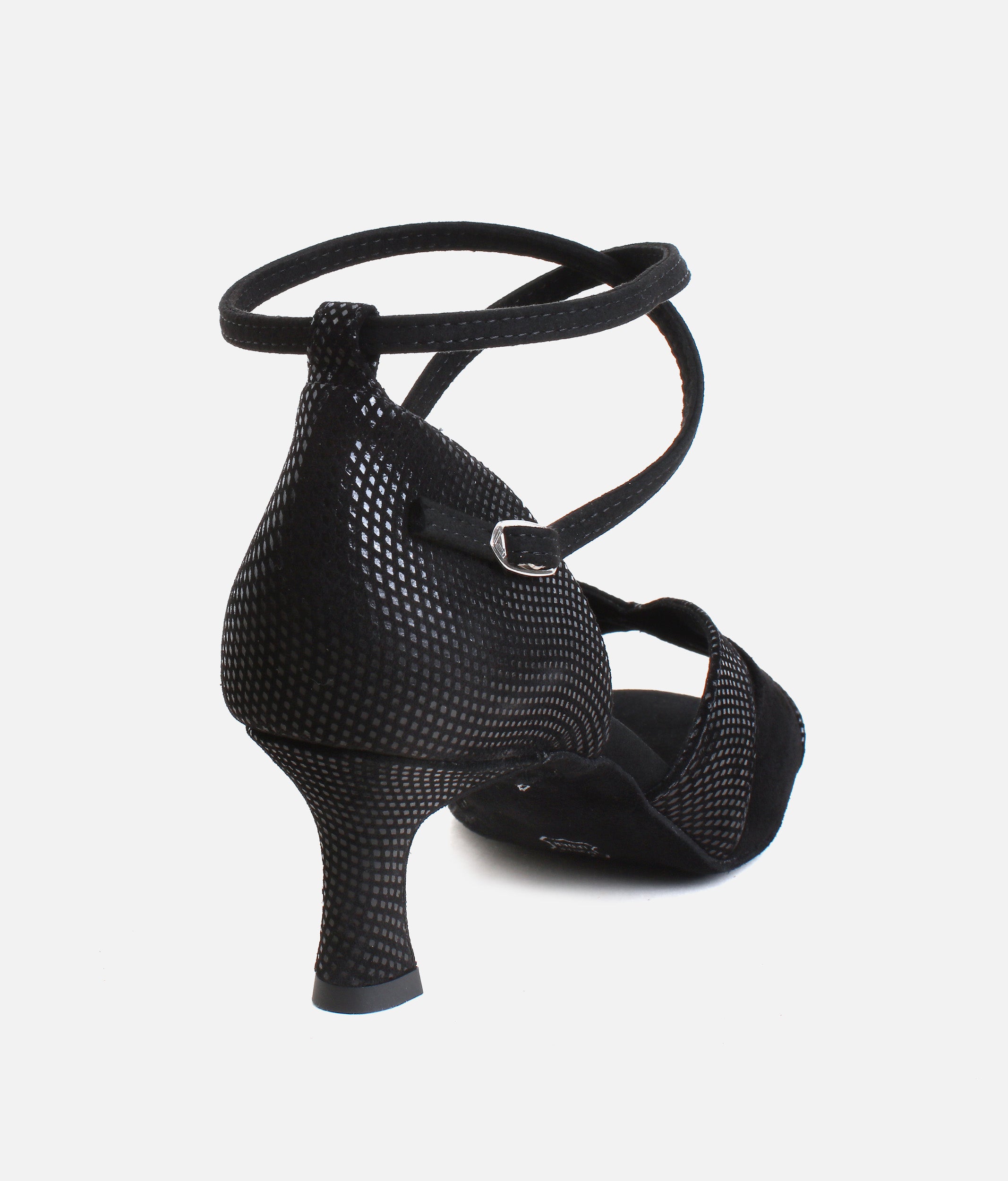 Flared Heel Dance Sandals, Luxurious Black Python Design - 084X