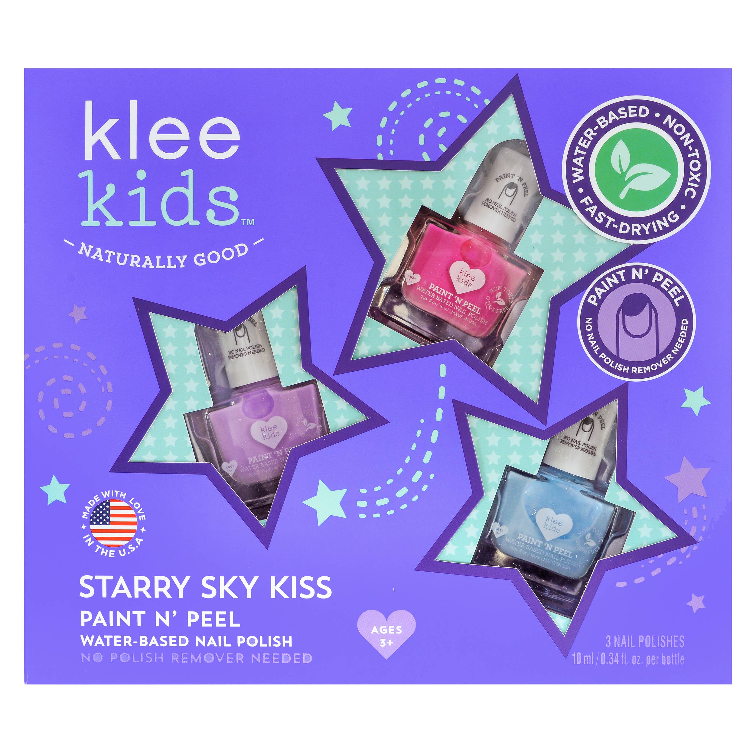 Sweet Sugar Heaven NAIL POLISH SET, 3-Piece Kid-Friendly, Peel-Off, Water-Based