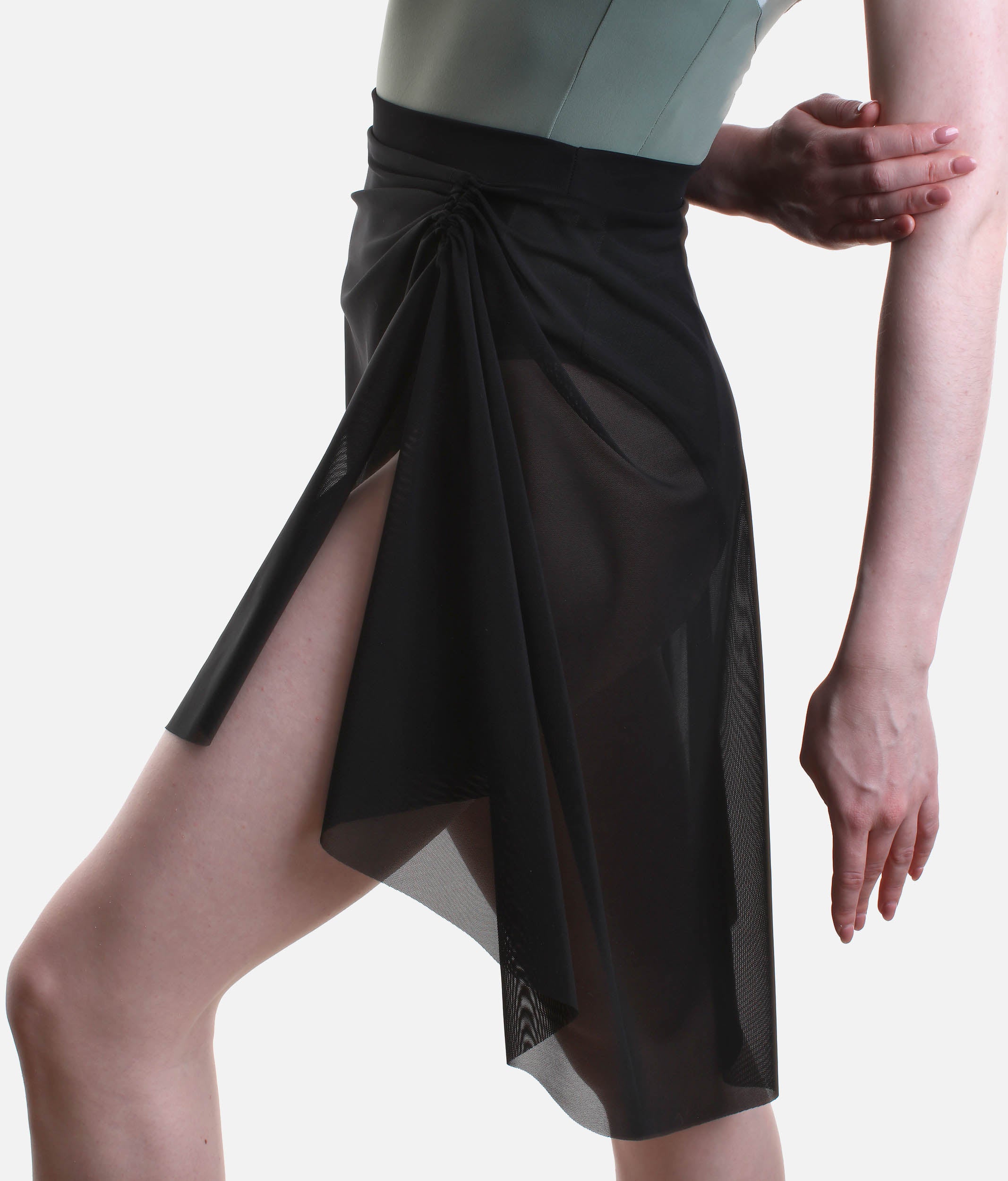 Pull-On Dance Skirt with Adjustable Ruched Slit, Ballet Core Energy - 16107