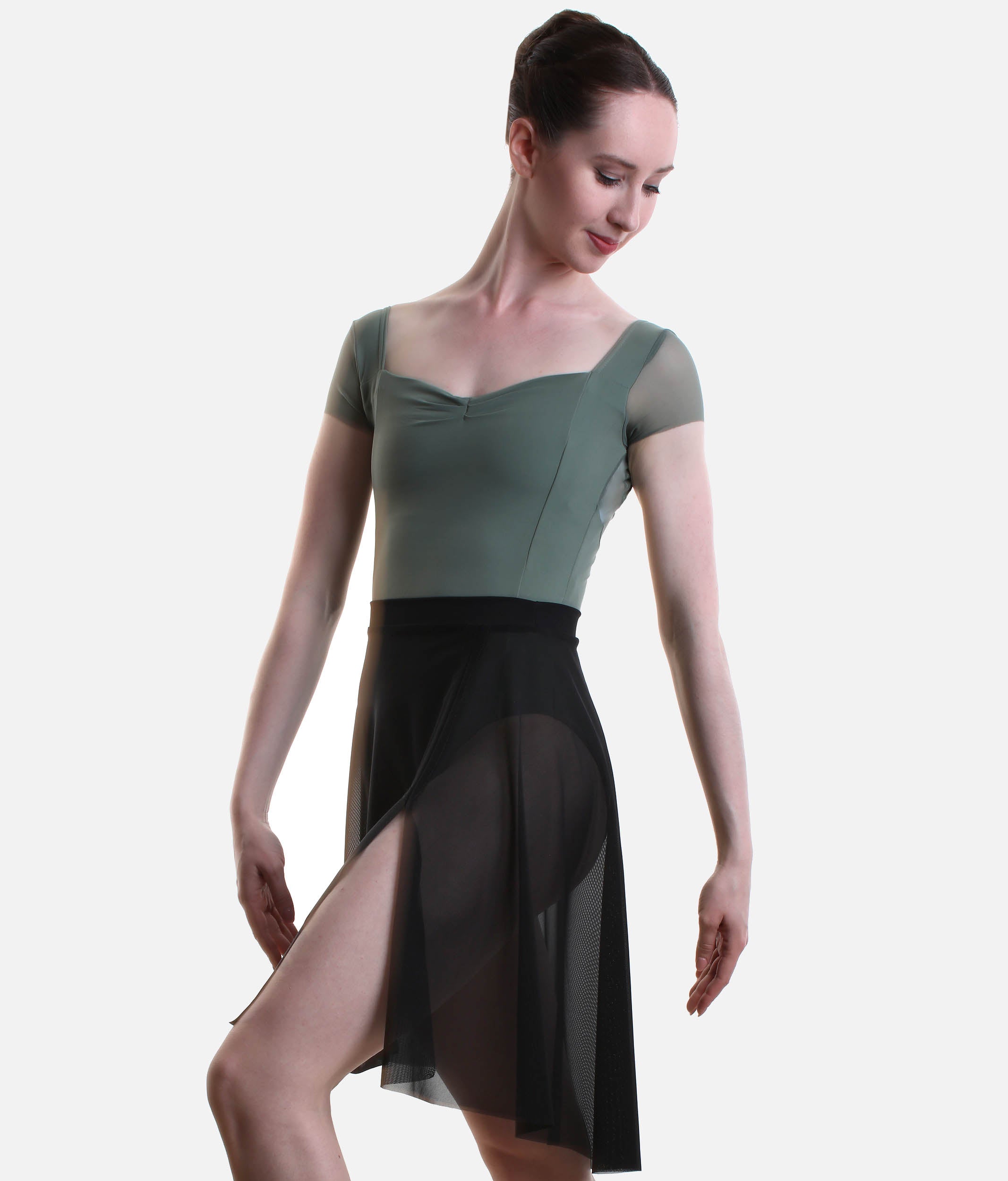 Pull-On Dance Skirt with Adjustable Ruched Slit, Ballet Core Energy - 16107
