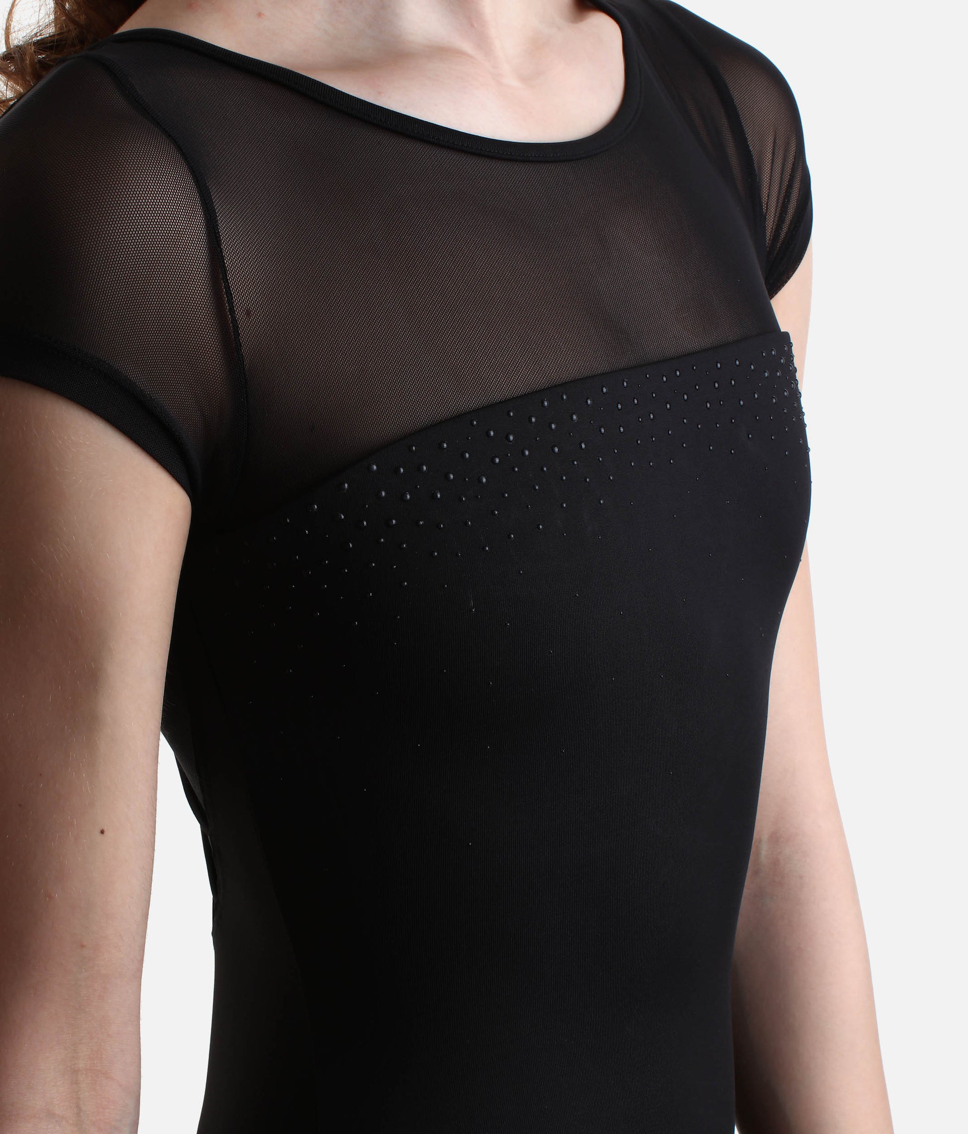 Elegant Short Sleeve Leotard with Triple Cross Back Detail - M20009LM