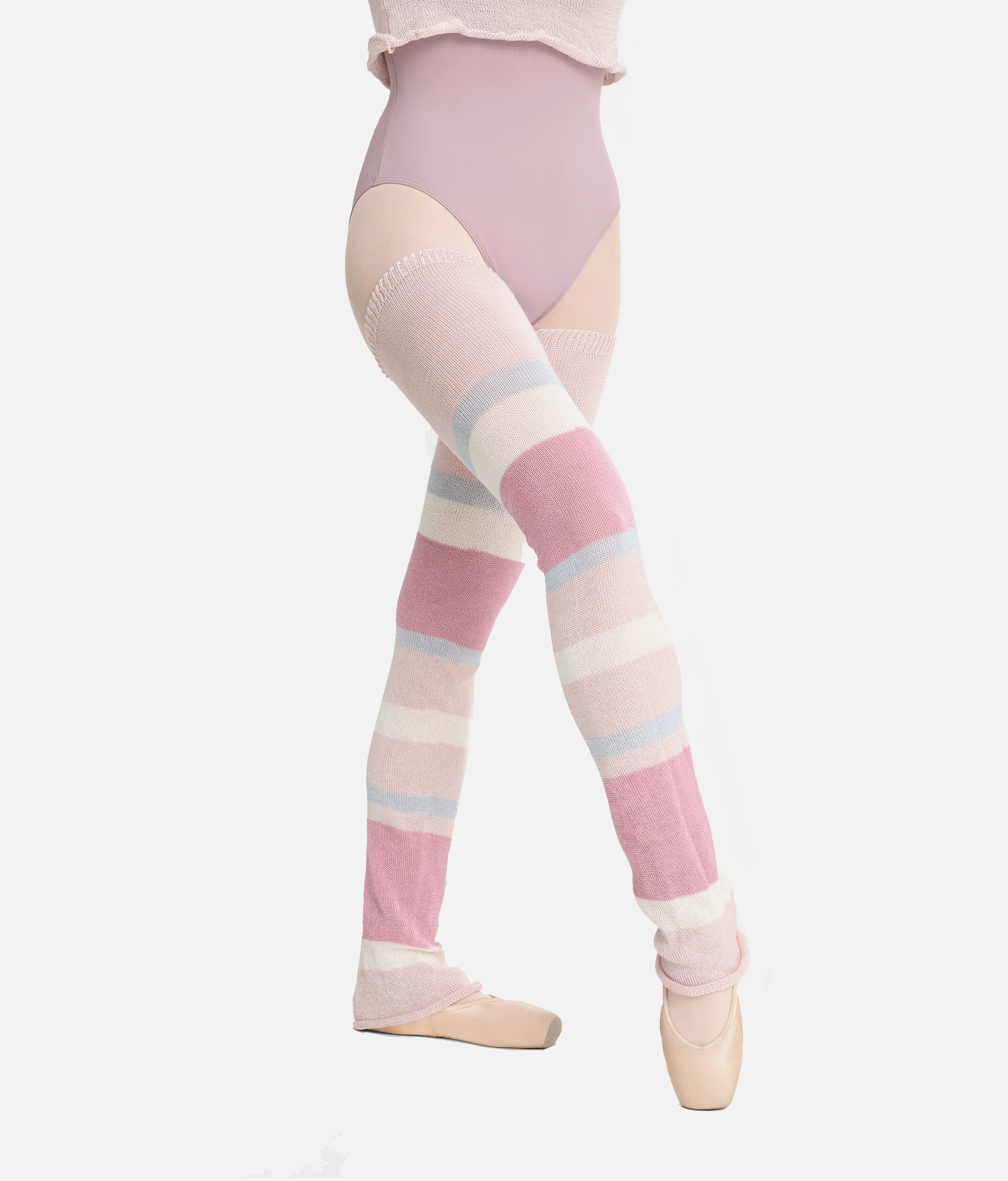 HEATHER Long Striped Legwarmers, Bamboo Dance Warm-Up Essential - 2048