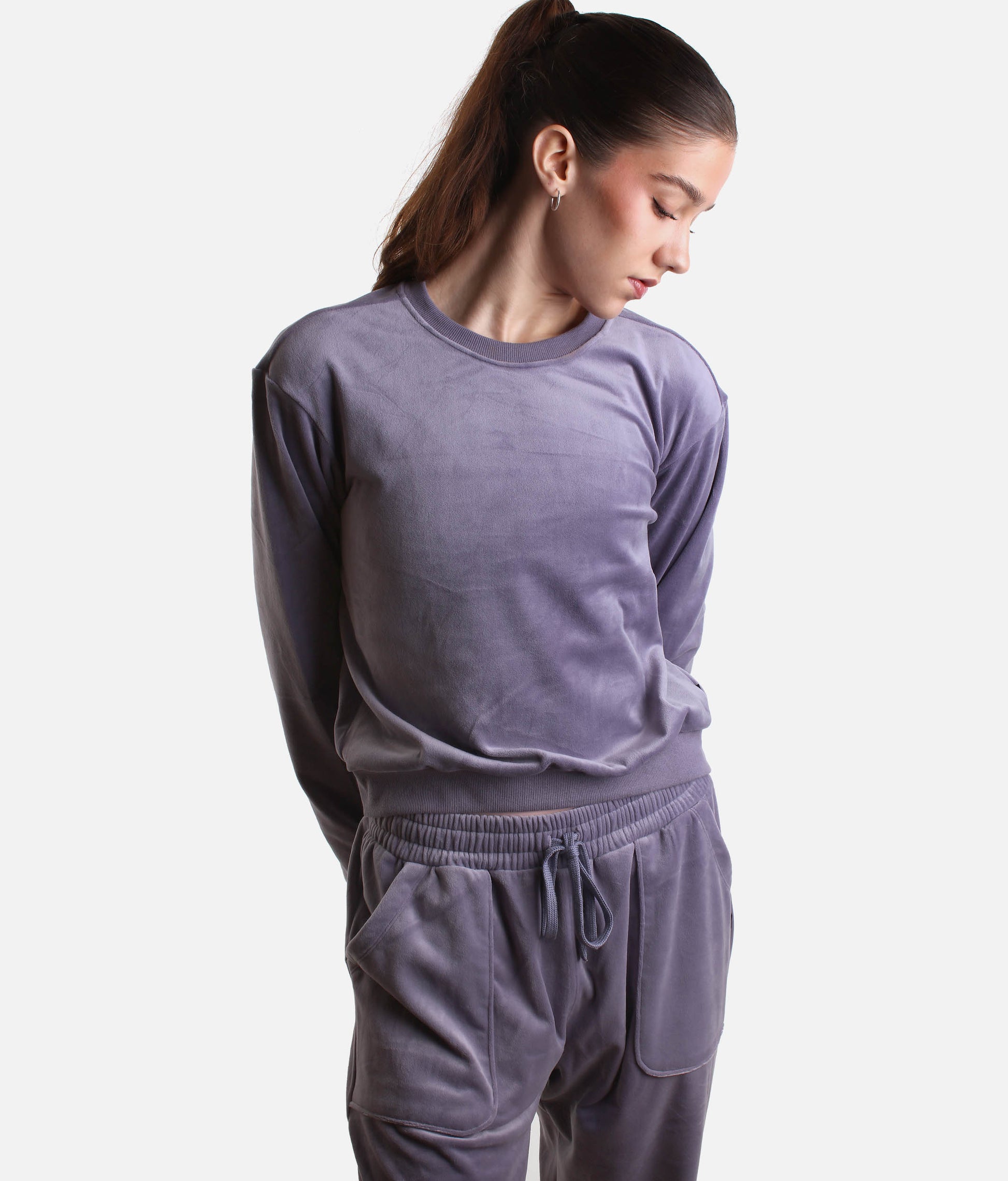 Caroline Velvet Crew Neck Jumper for Dancers, Ultar Soft Warm-Up Sweater - Z30015