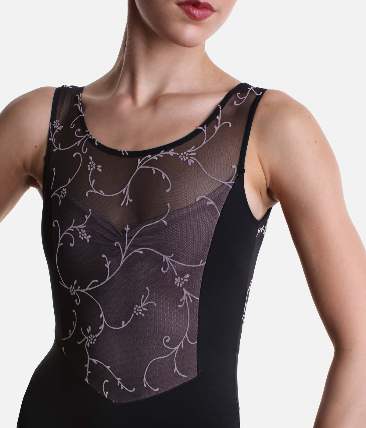 Iggy Floral Tank Ballet Leotard, Classic Black - 31741