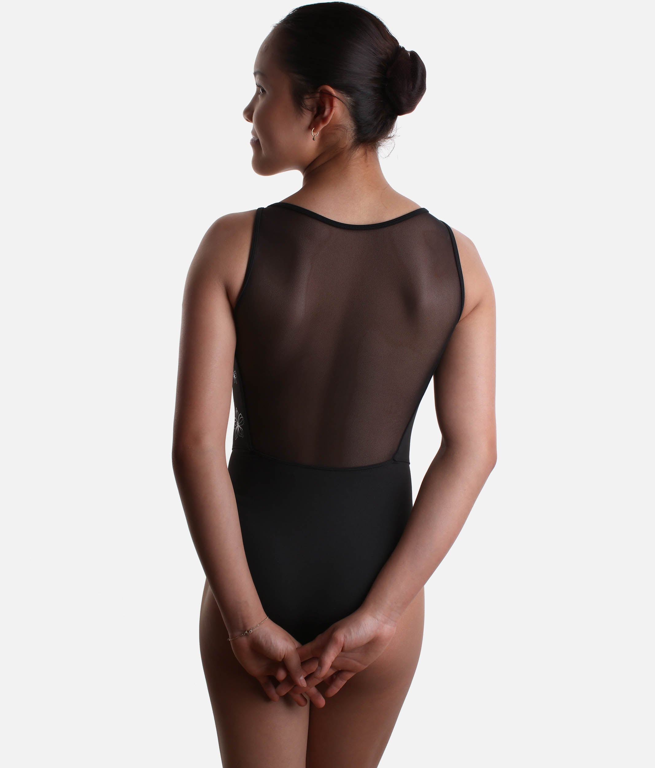 Girls Cara Boat Neck Leotard with Floral Detail for Tween Dancers - CL40009