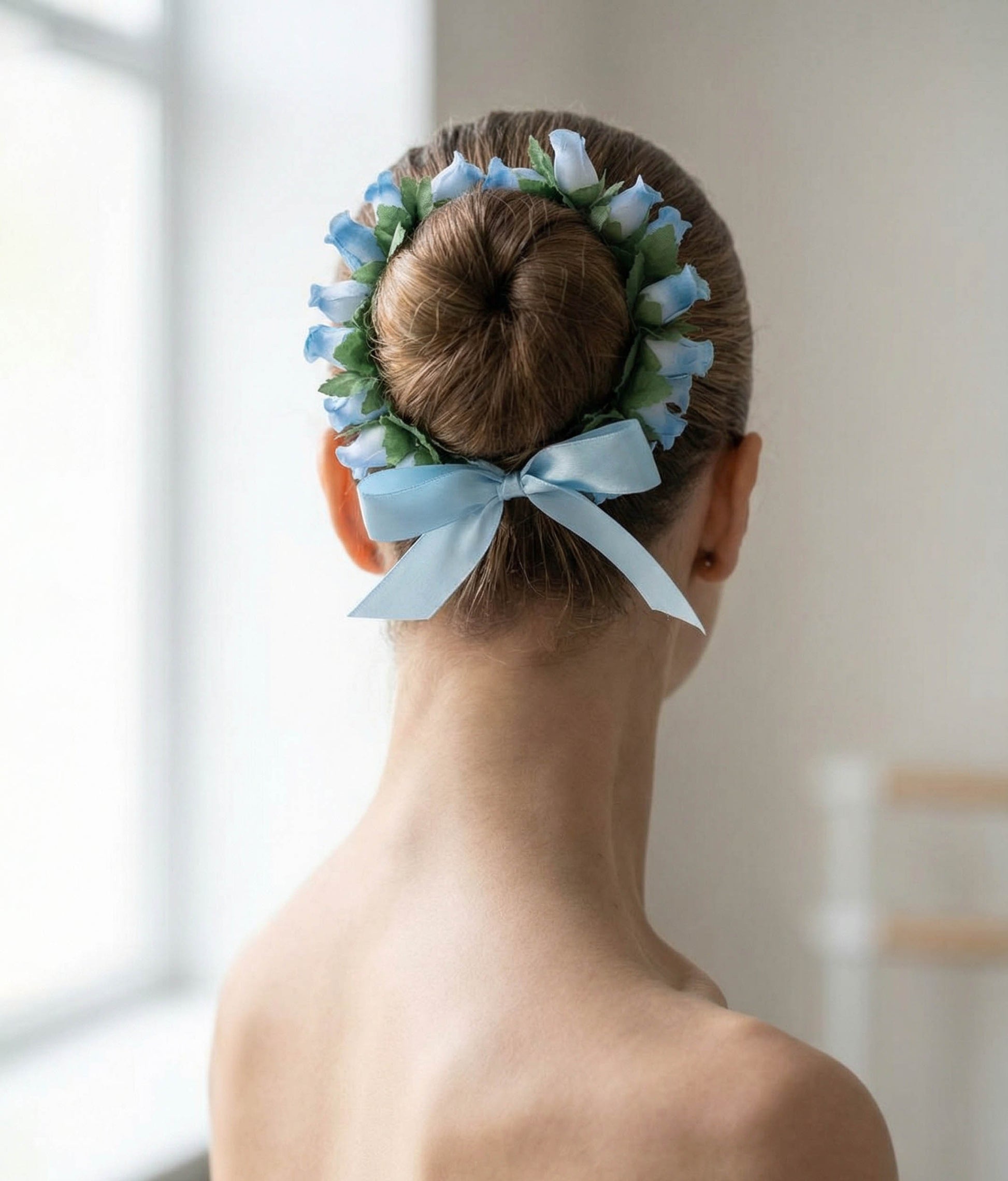 Floral Ballet Bun Wreath, Elegant Dance Hair Accessory - 5614