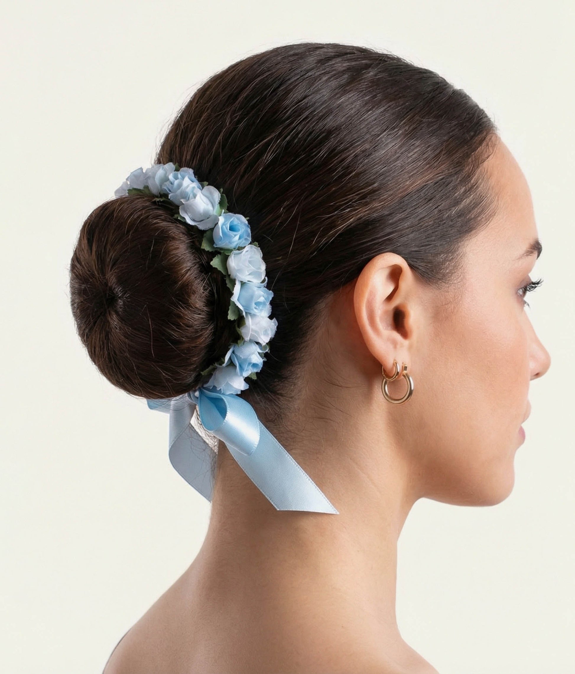 Floral Ballet Bun Wreath, Elegant Dance Hair Accessory - 5614