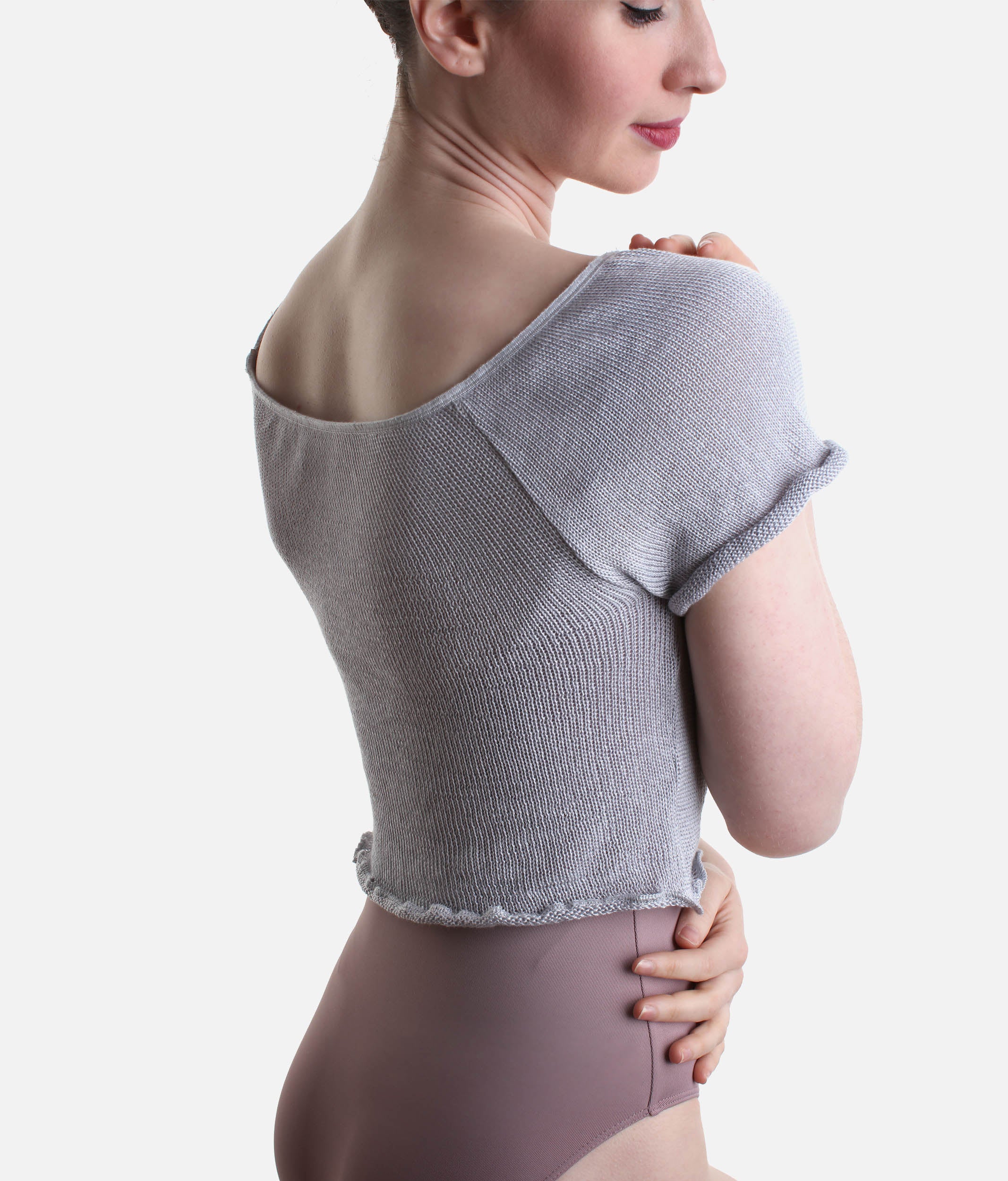 HARINI Short-Sleeve Knitted Dance Warmup Top, Bamboo Ballet Layer - 6672