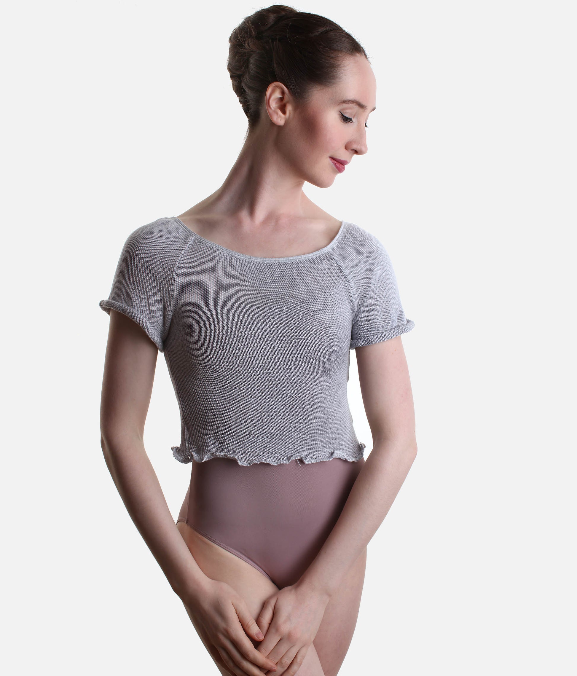HARINI Short-Sleeve Knitted Dance Warmup Top, Bamboo Ballet Layer - 6672