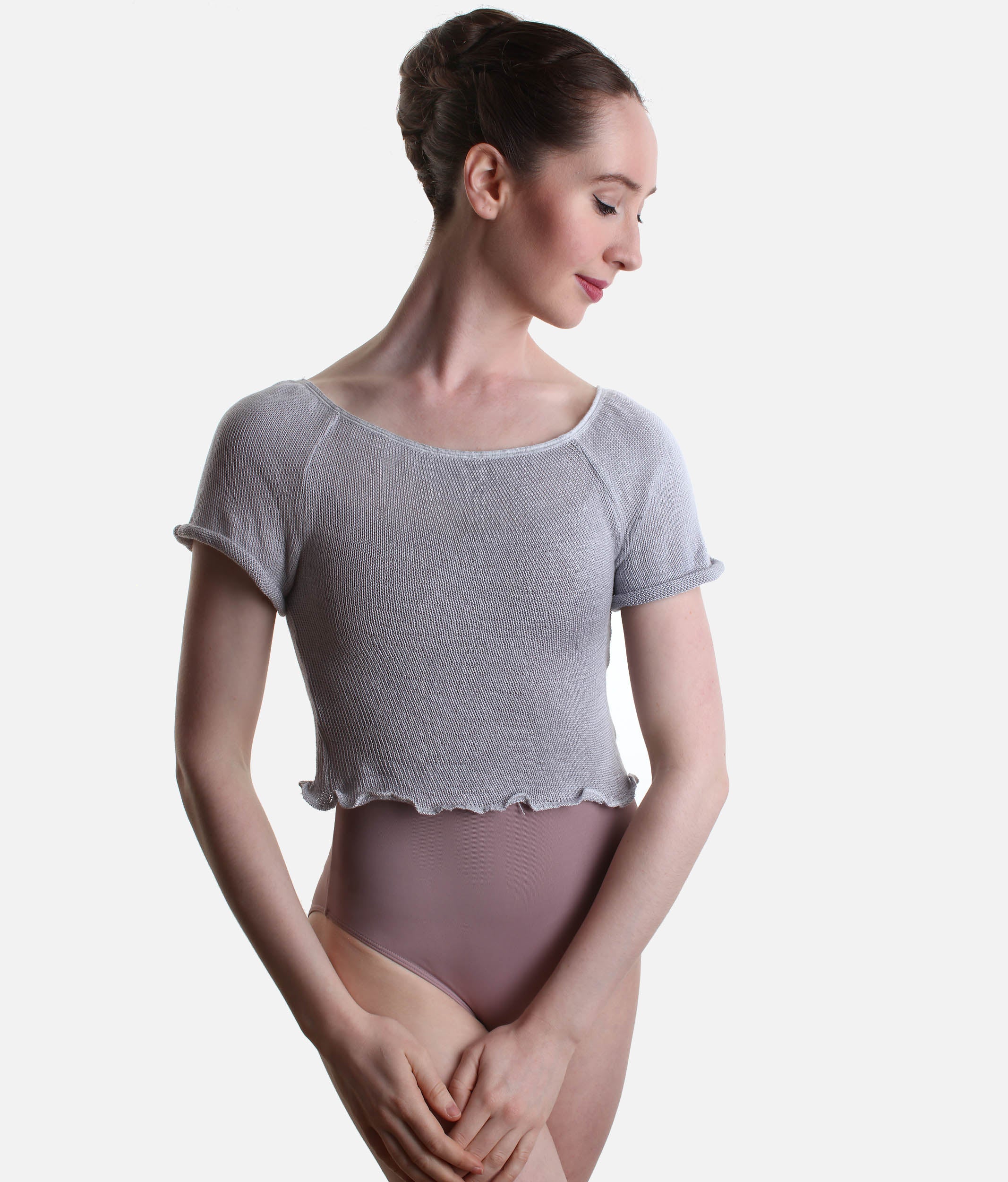HARINI Short-Sleeve Knitted Dance Warmup Top, Bamboo Ballet Layer - 6672