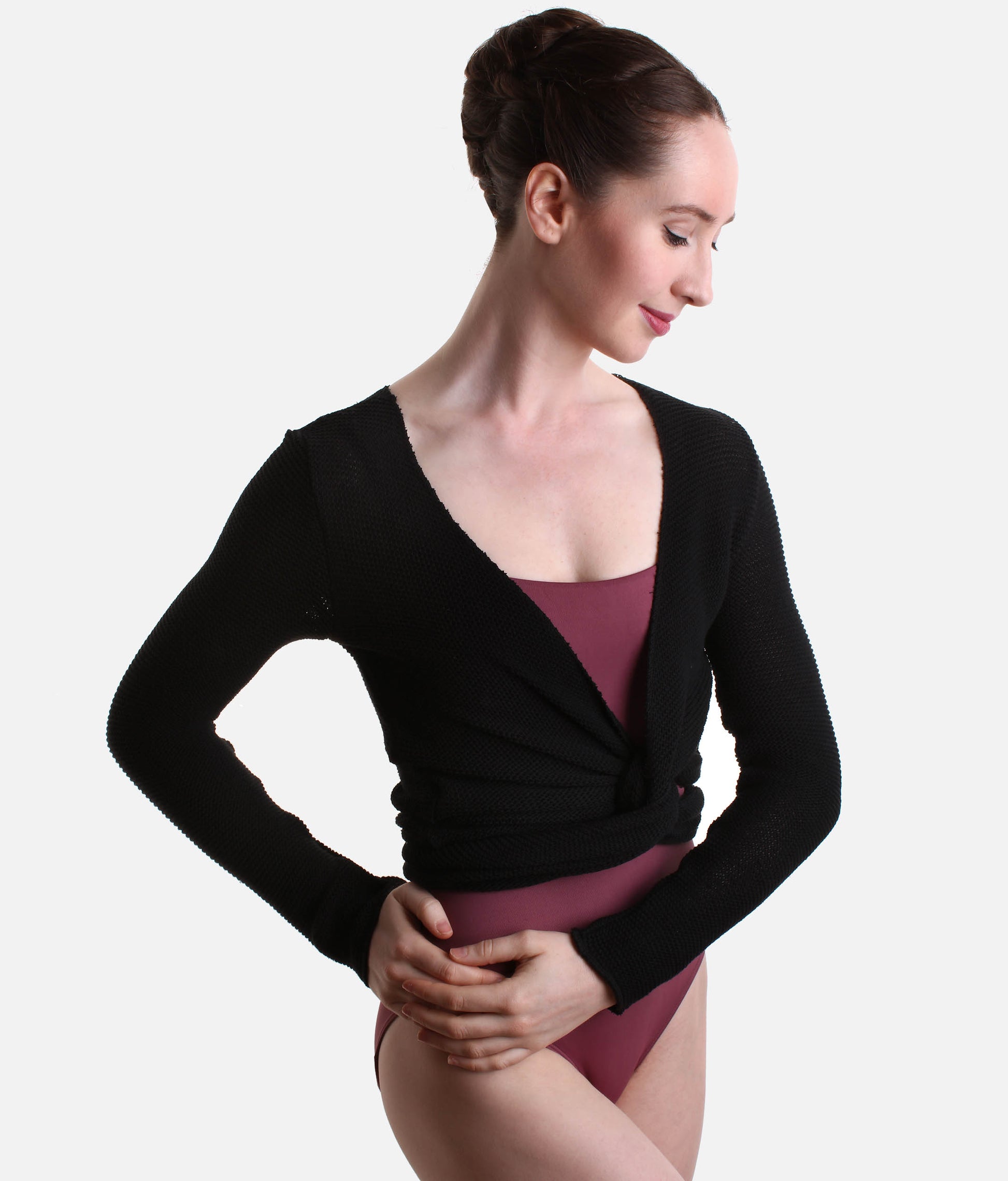 HELGA Knitted Crossover Ballet Warmup Top, Soft Cotton Wrap for Dancers - 6673