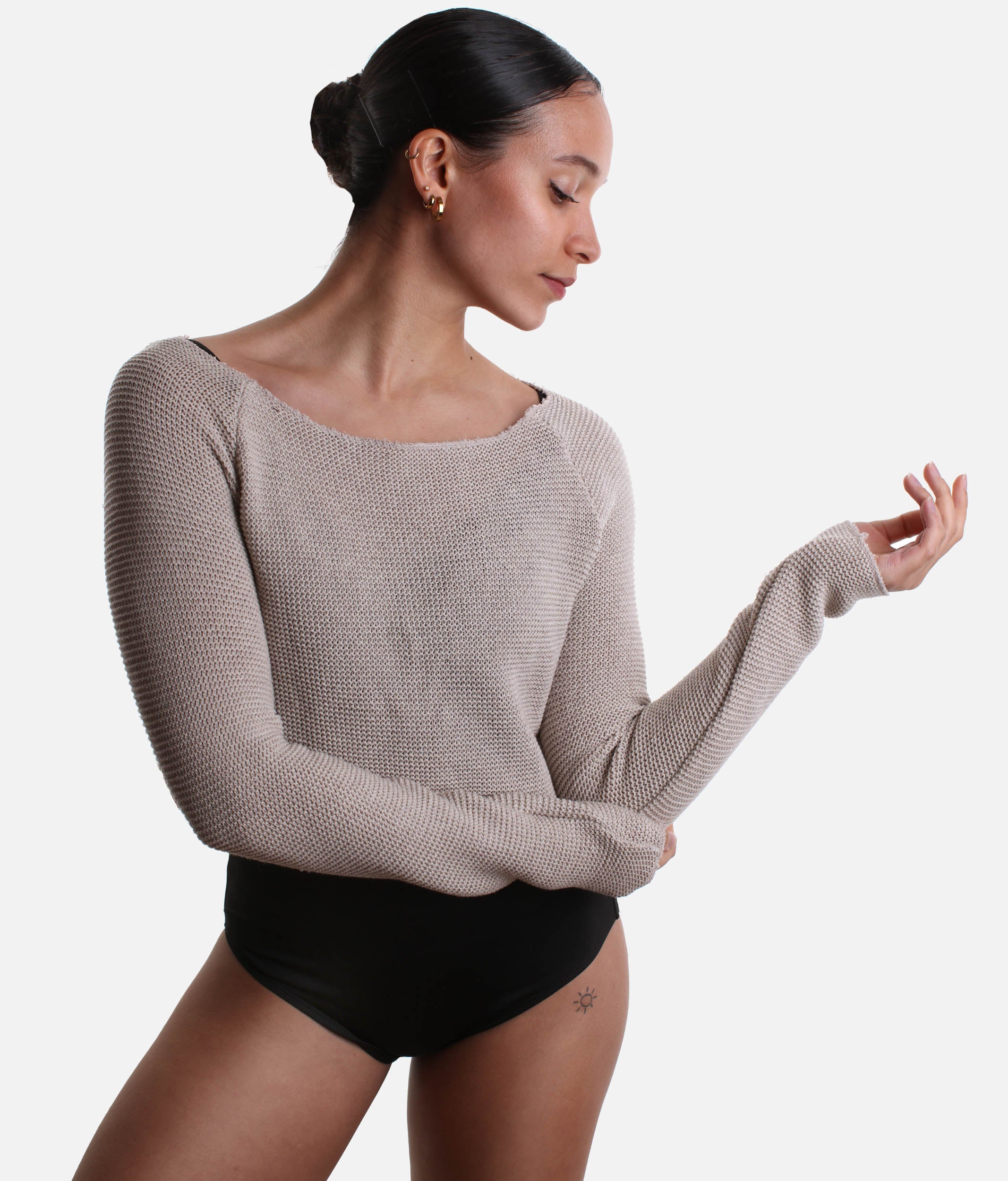 HUMAIRA Cropped Raglan Long-Sleeve Dance Sweater for Ballet Warmup - 6674