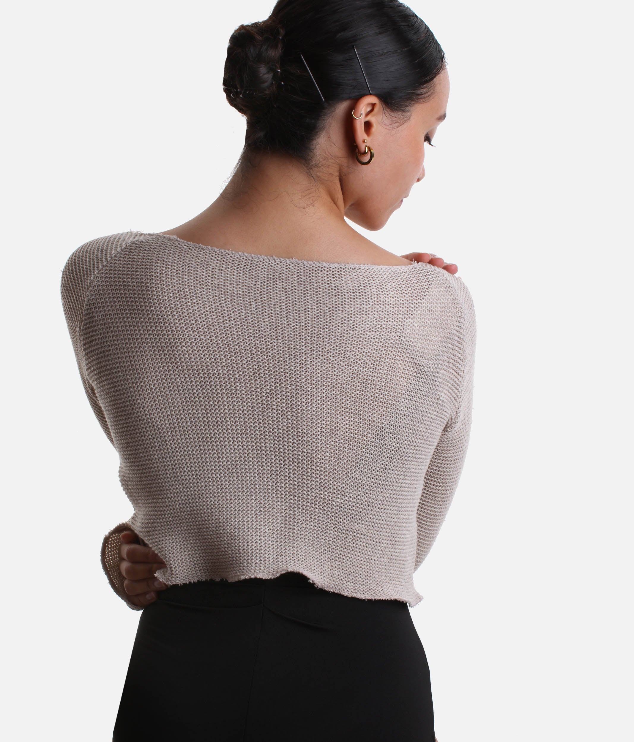 HUMAIRA Cropped Raglan Long-Sleeve Dance Sweater for Ballet Warmup - 6674