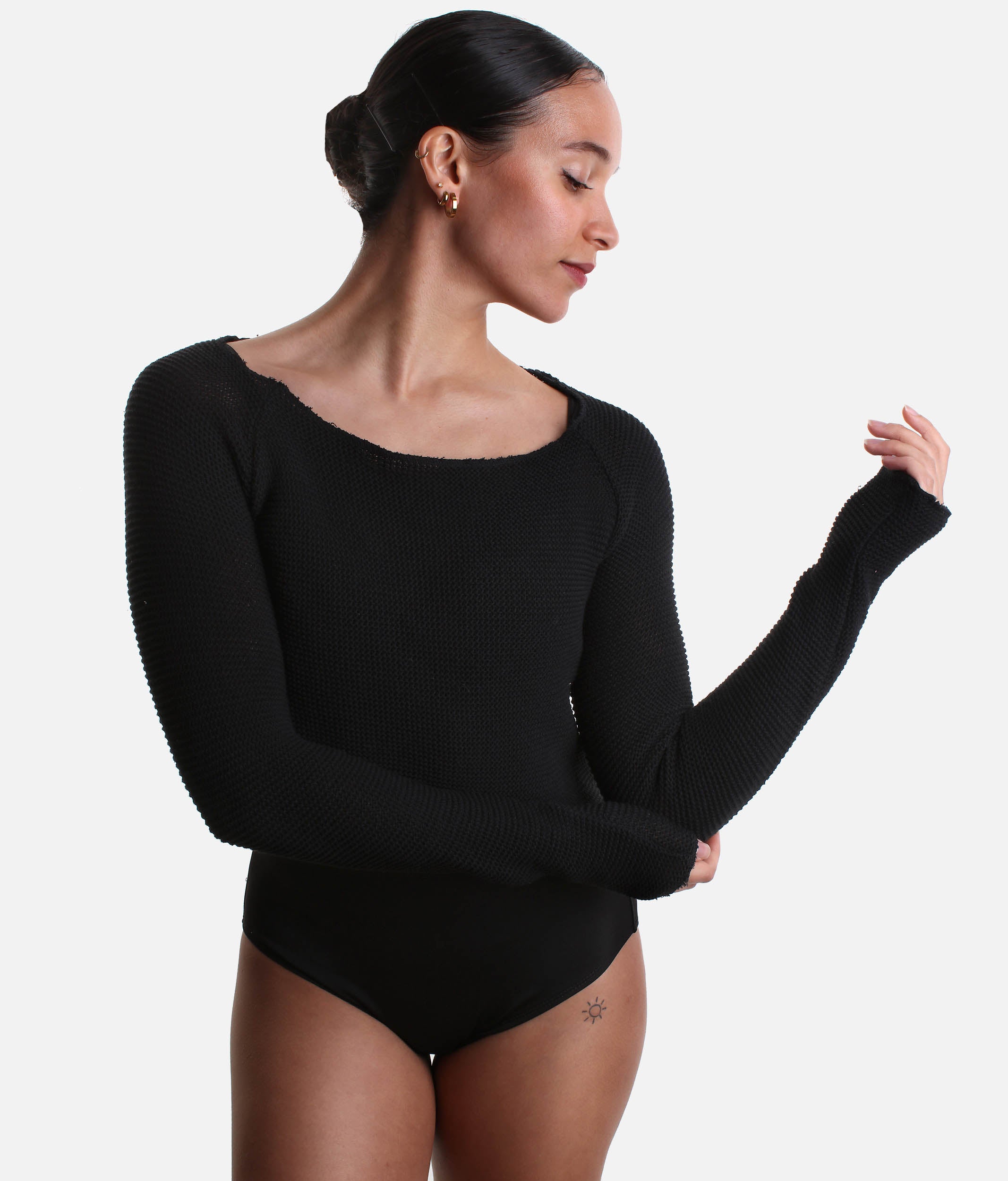 HUMAIRA Cropped Raglan Long-Sleeve Dance Sweater for Ballet Warmup - 6674